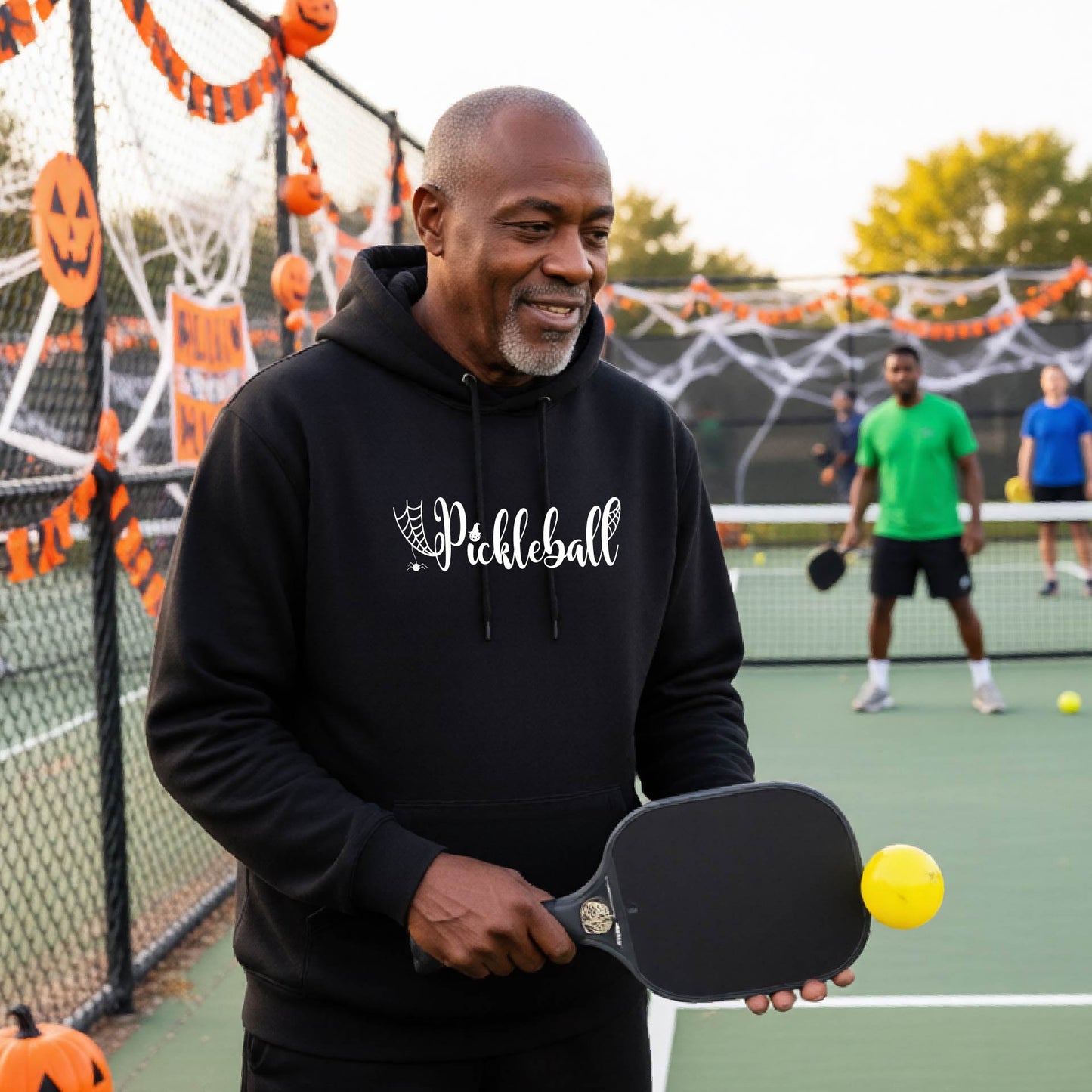 Halloween Unisex Pickleball Hoodie Funny Spooky Season Sweatshirt Pickleball Pullover Apparel