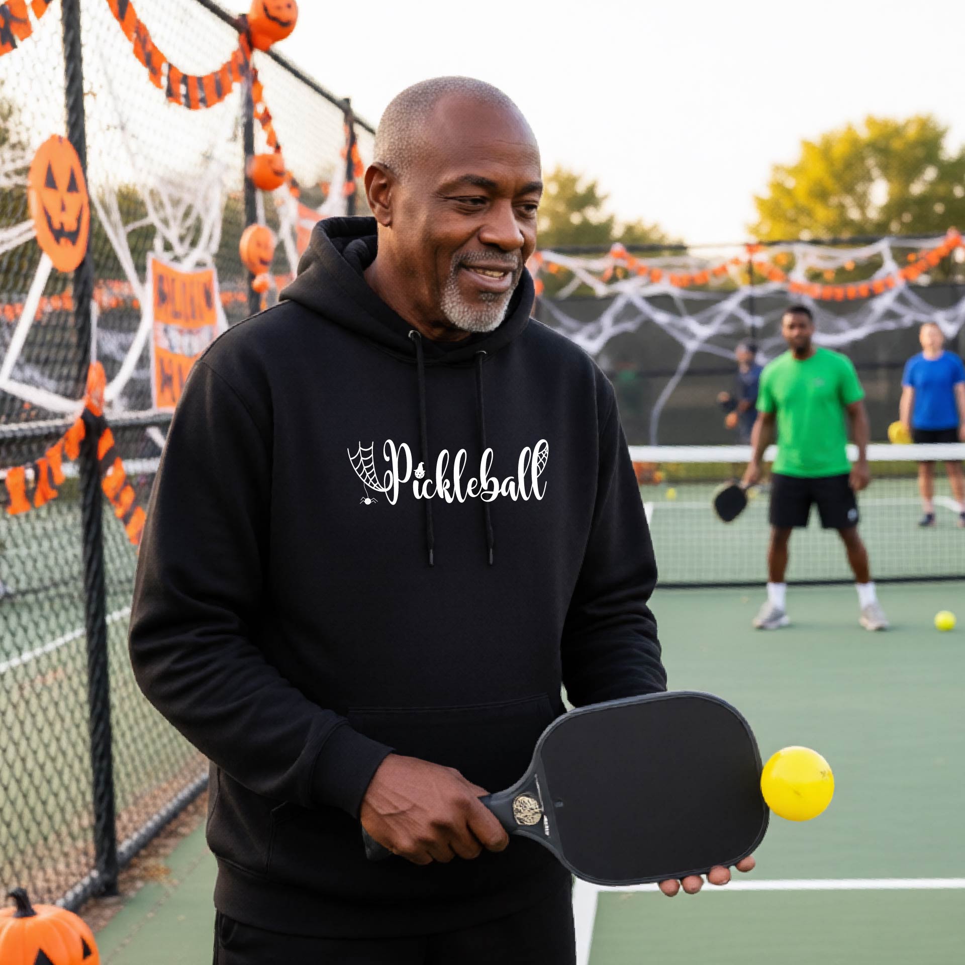 Halloween Unisex Pickleball Hoodie Funny Spooky Season Sweatshirt Pickleball Pullover Apparel
