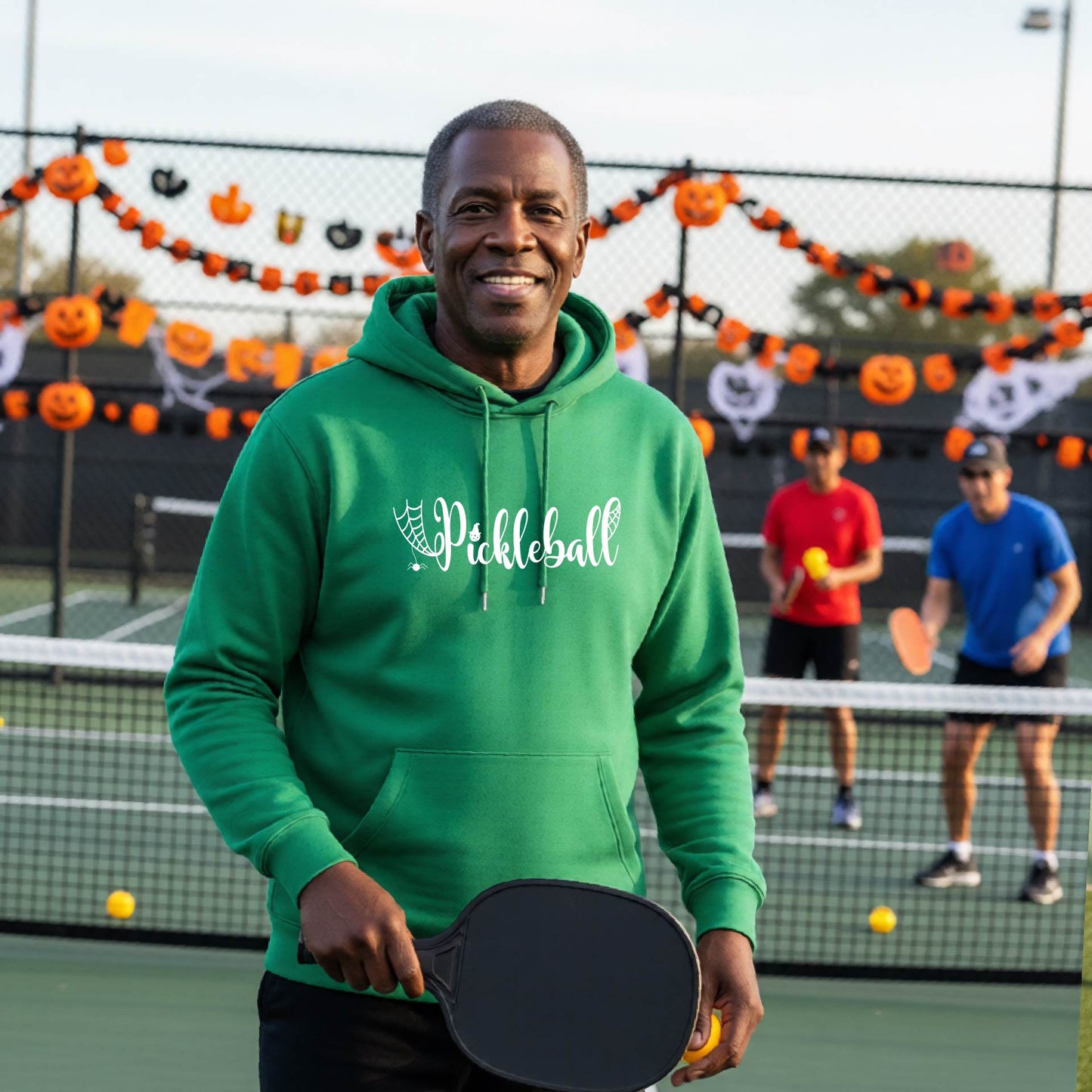 Halloween Unisex Pickleball Hoodie Funny Spooky Season Sweatshirt Pickleball Pullover Apparel