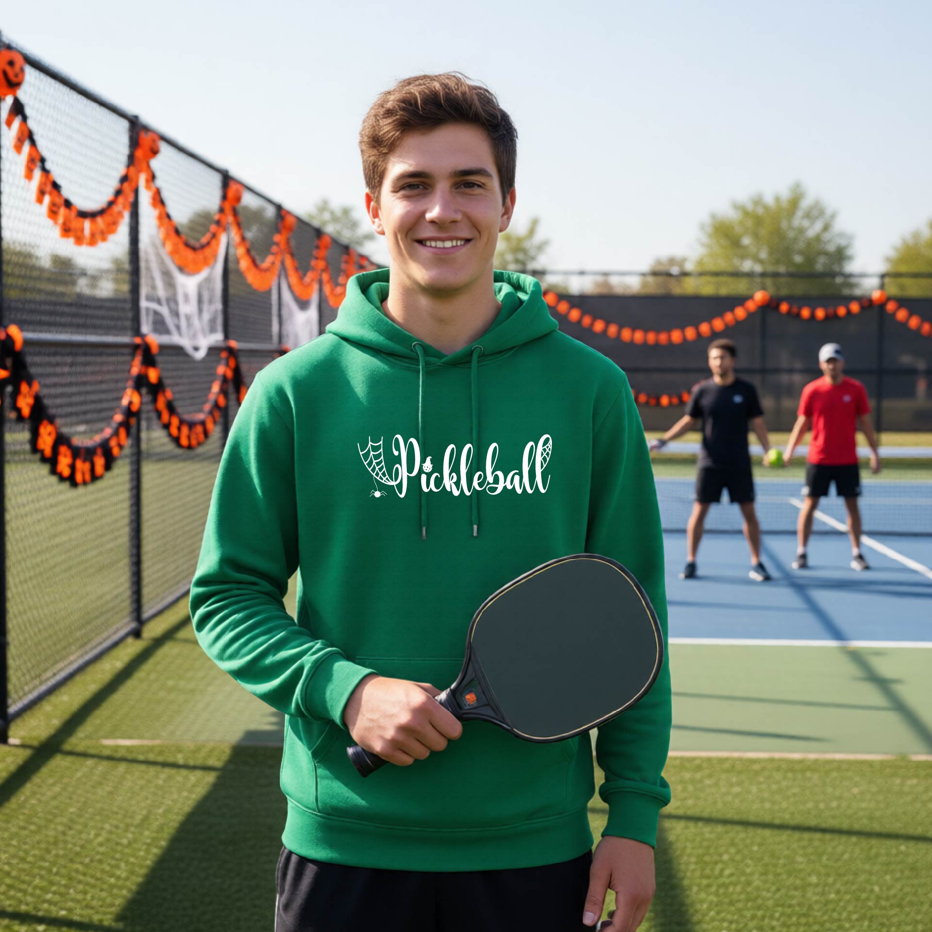 Halloween Unisex Pickleball Hoodie Funny Spooky Season Sweatshirt Pickleball Pullover Apparel