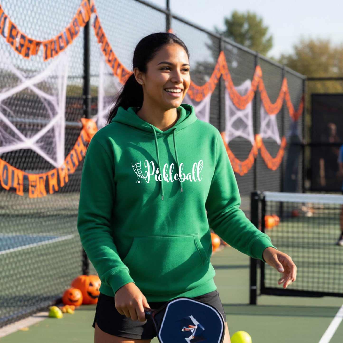 Halloween Unisex Pickleball Hoodie Funny Spooky Season Sweatshirt Pickleball Pullover Apparel