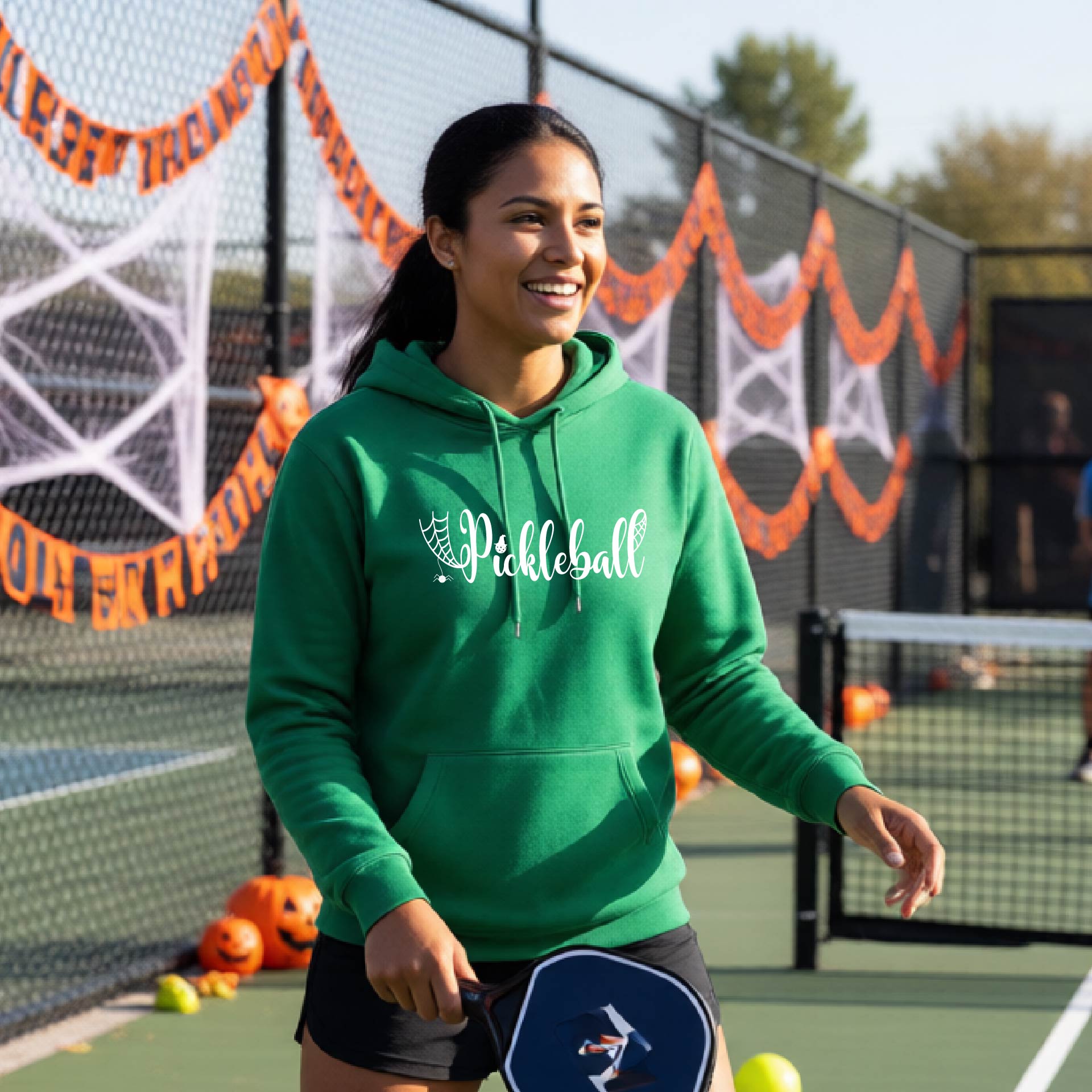 Halloween Unisex Pickleball Hoodie Funny Spooky Season Sweatshirt Pickleball Pullover Apparel