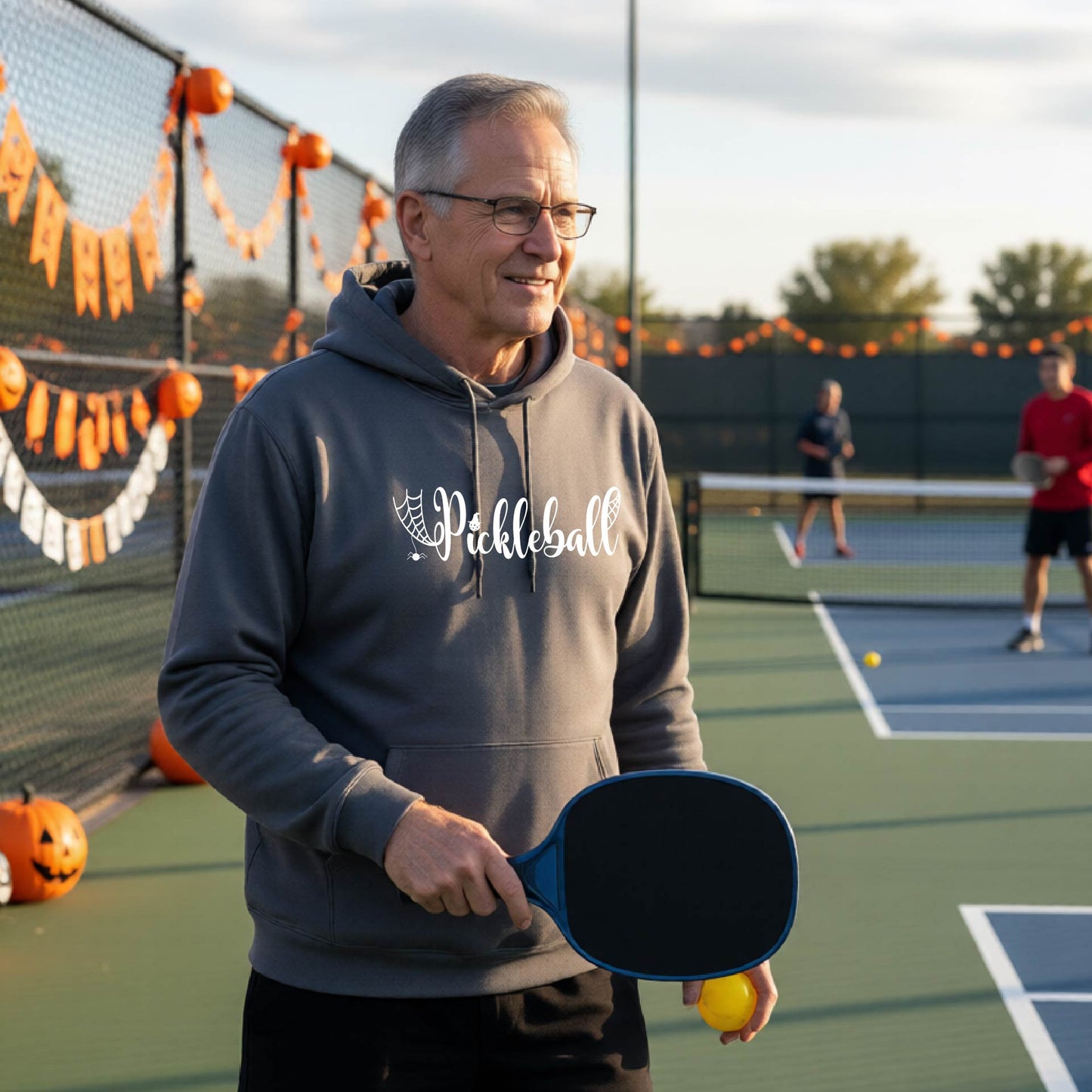 Halloween Unisex Pickleball Hoodie Funny Spooky Season Sweatshirt Pickleball Pullover Apparel