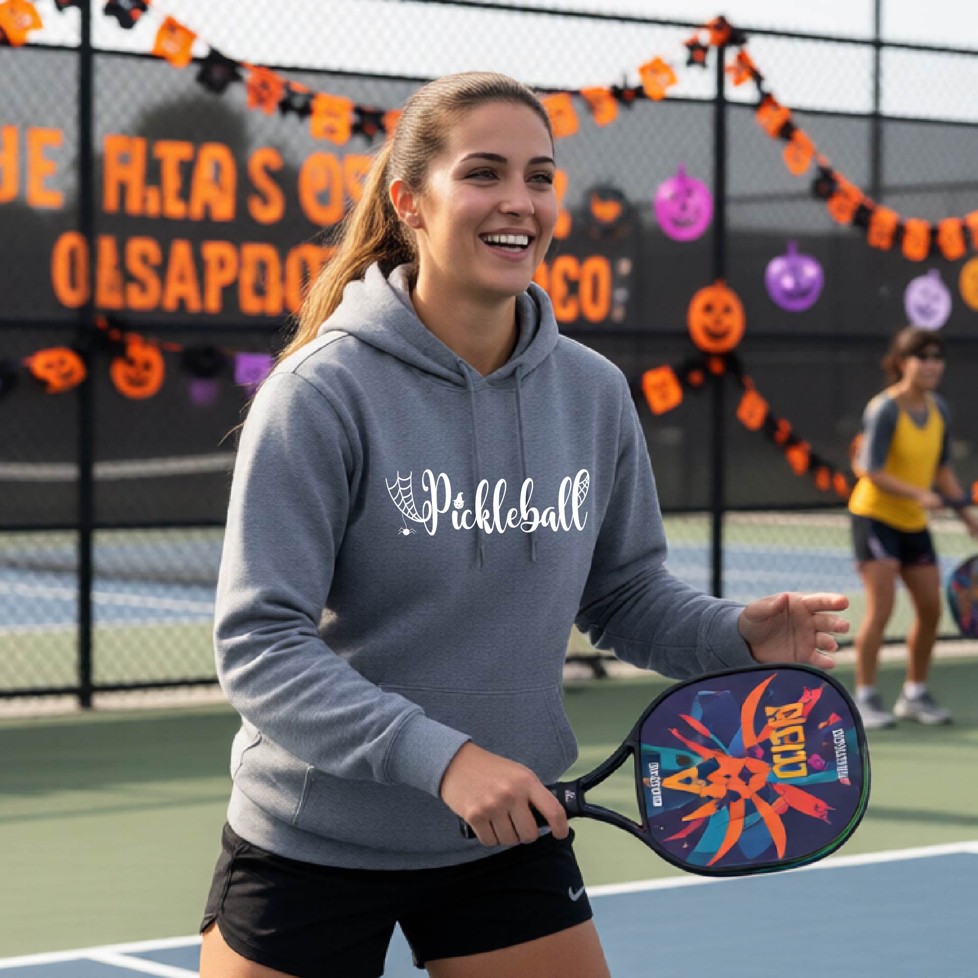 Halloween Unisex Pickleball Hoodie Funny Spooky Season Sweatshirt Pickleball Pullover Apparel