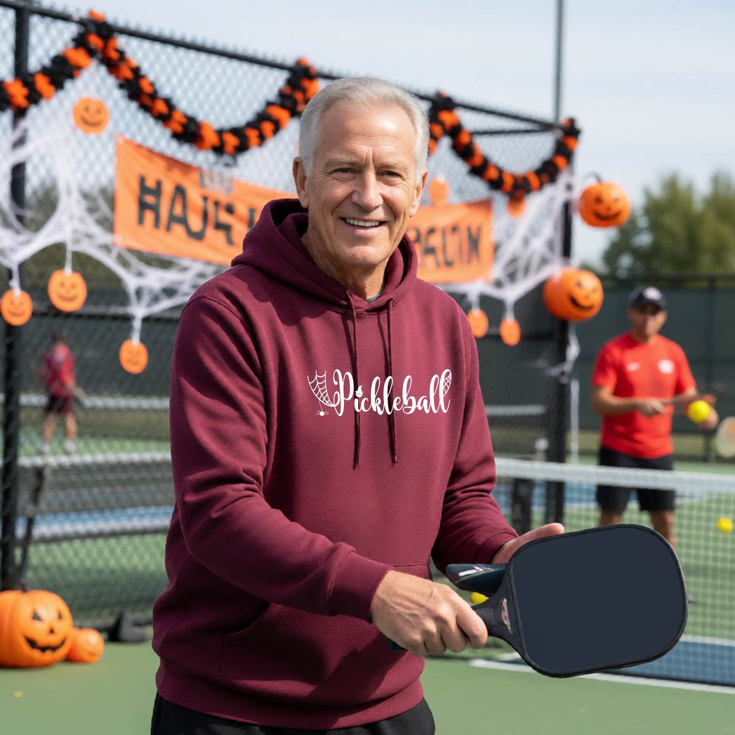 Halloween Unisex Pickleball Hoodie Funny Spooky Season Sweatshirt Pickleball Pullover Apparel