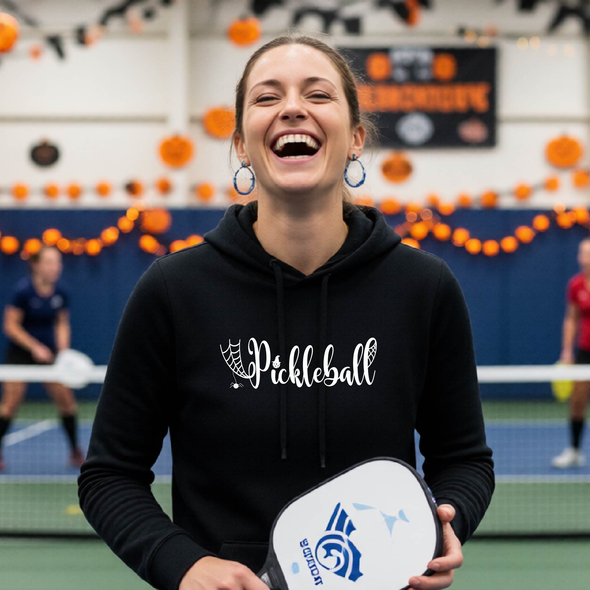 Womens Halloween Pickleball Hoodie Spooky Season Sweatshirt Pickleball Clothing Pullover