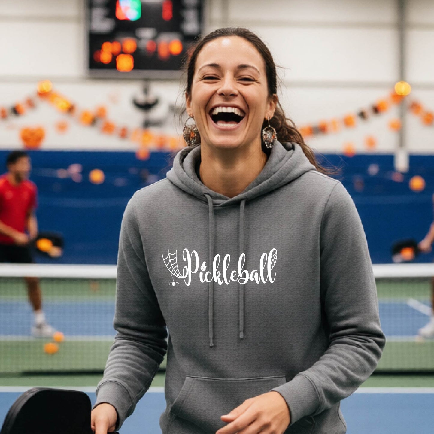 Womens Halloween Pickleball Hoodie Spooky Season Sweatshirt Pickleball Clothing Pullover