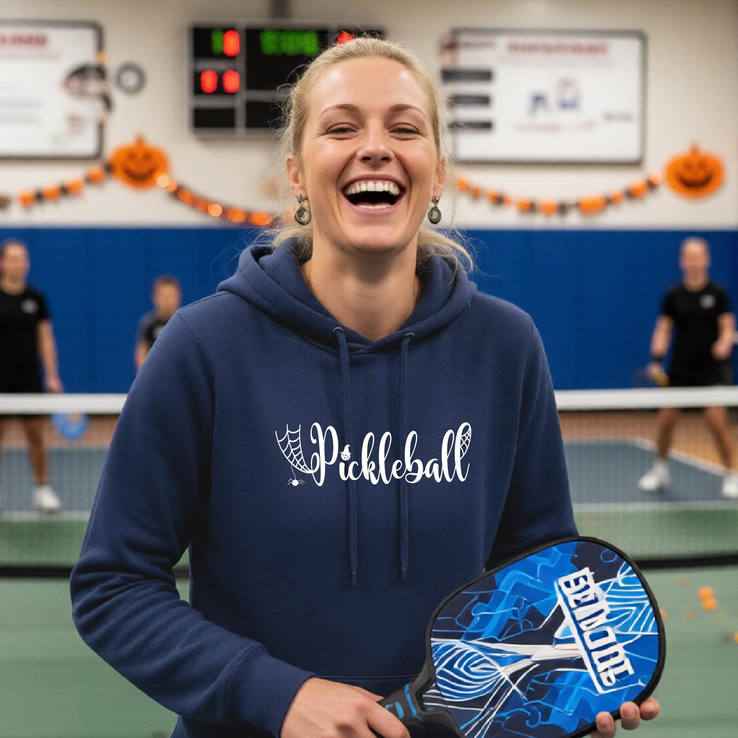 Womens Halloween Pickleball Hoodie Spooky Season Sweatshirt Pickleball Clothing Pullover