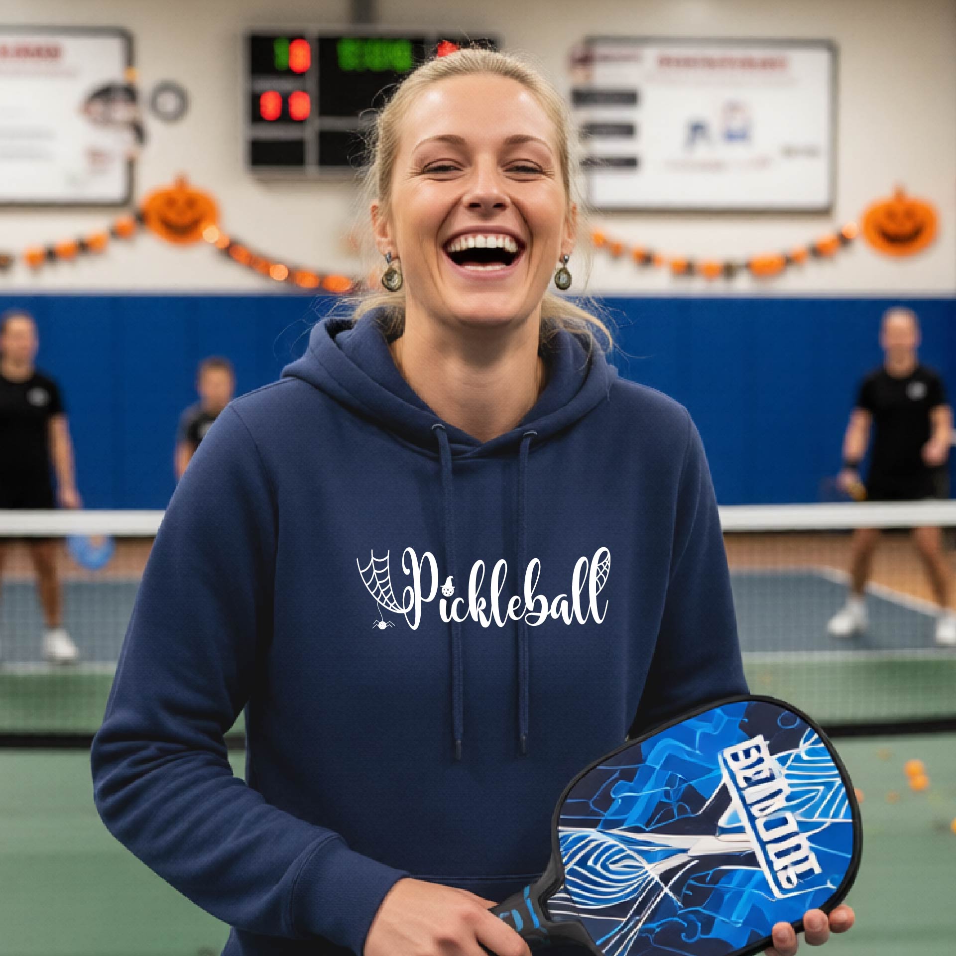 Womens Halloween Pickleball Hoodie Spooky Season Sweatshirt Pickleball Clothing Pullover