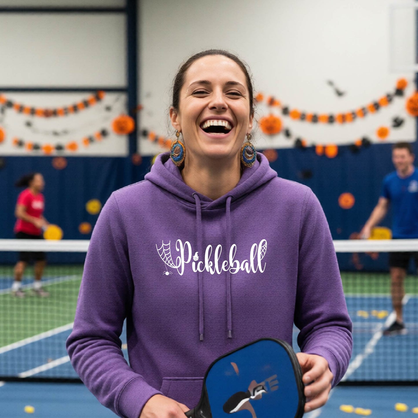 Womens Halloween Pickleball Hoodie Spooky Season Sweatshirt Pickleball Clothing Pullover