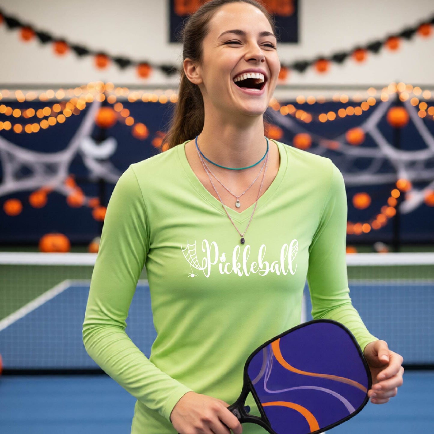 Womens Halloween Pickleball Shirt Funny Pickleball T-Shirt Spooky Season Shirt Pickleball Gift