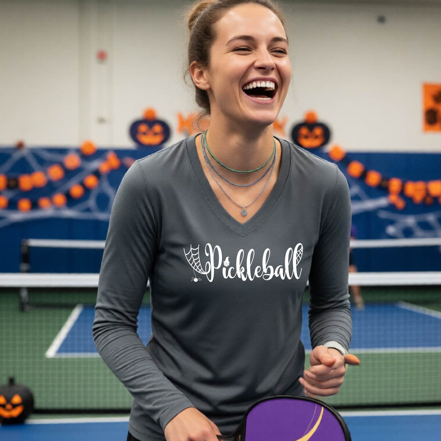 Womens Halloween Pickleball Shirt Funny Pickleball T-Shirt Spooky Season Shirt Pickleball Gift