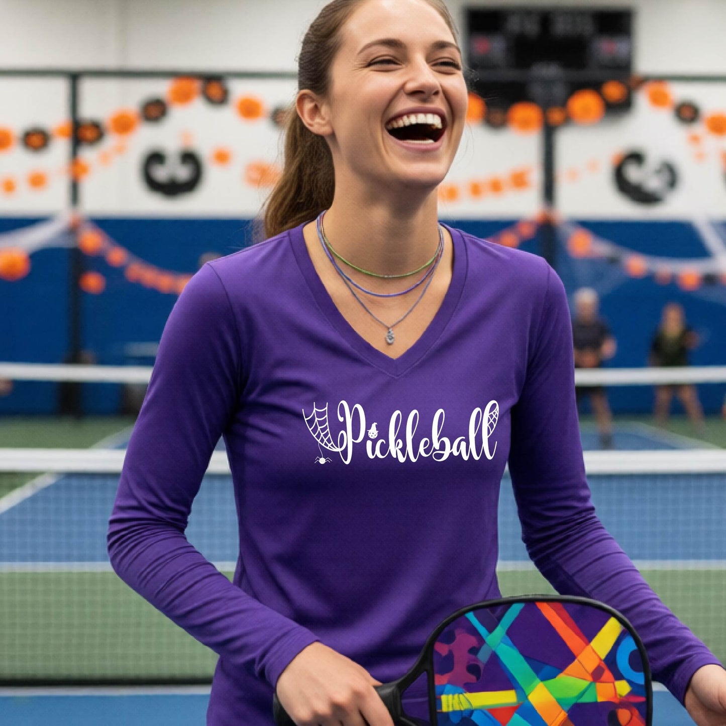 Womens Halloween Pickleball Shirt Funny Pickleball T-Shirt Spooky Season Shirt Pickleball Gift