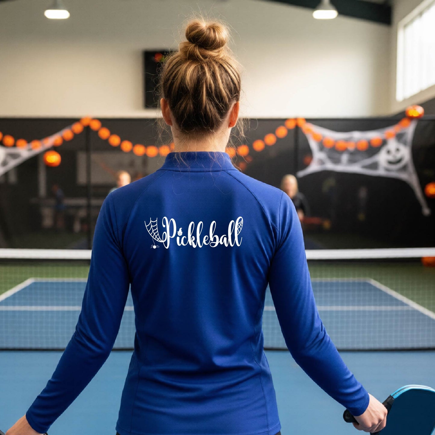 Halloween Womens Quarter-Zip Shirt Funny Spooky Season Pickleball Performance Gift Halloween Apparel