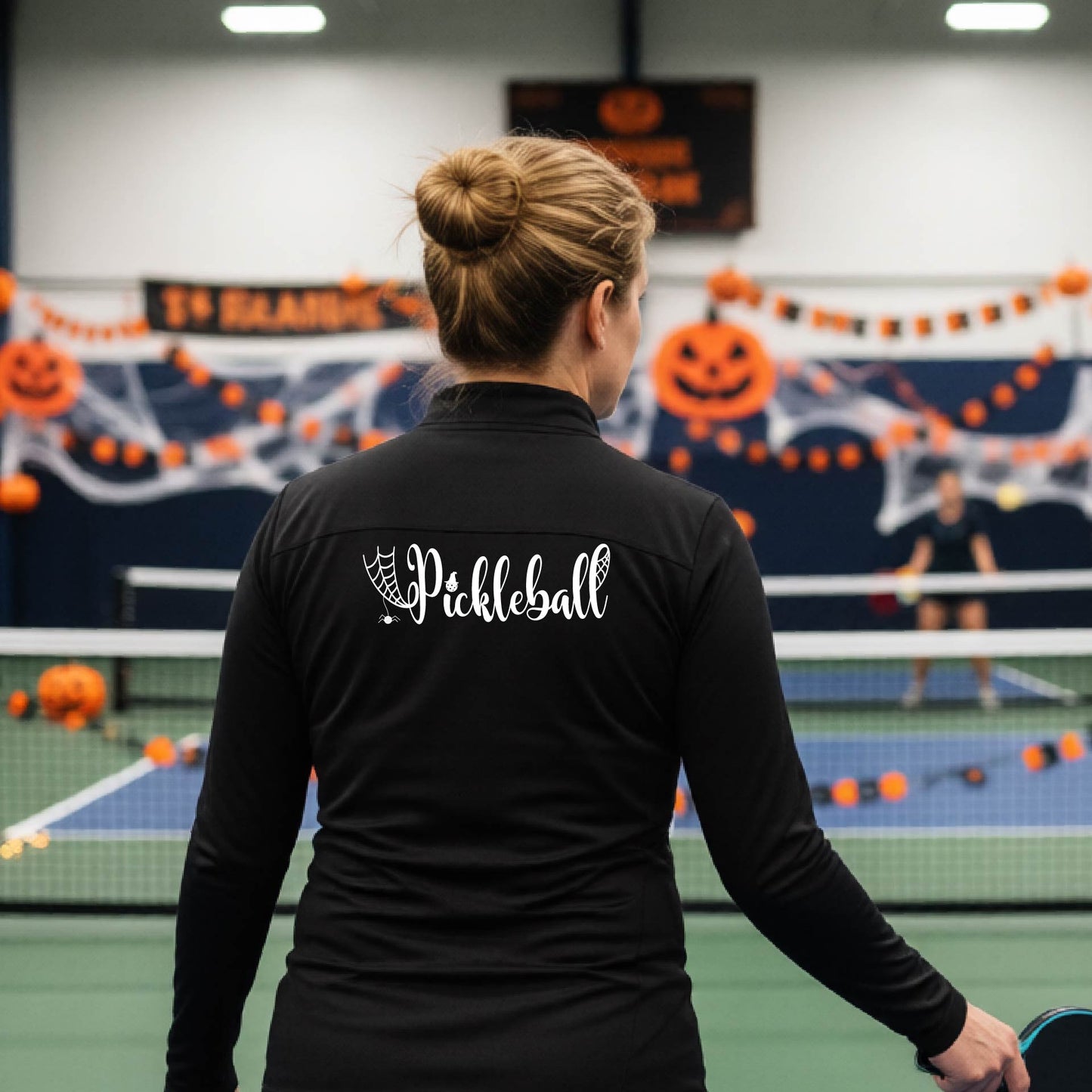 Halloween Womens Quarter-Zip Shirt Funny Spooky Season Pickleball Performance Gift Halloween Apparel