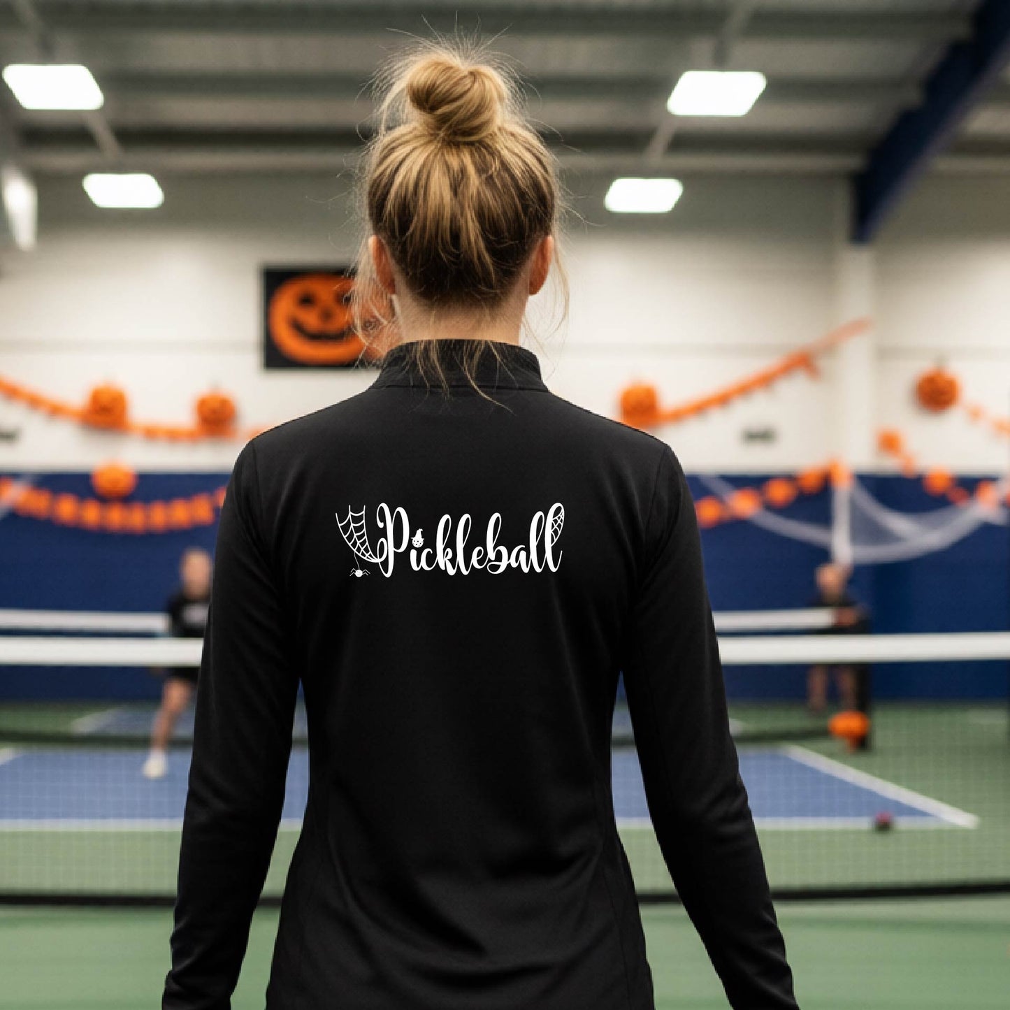 Halloween Womens Quarter-Zip Shirt Funny Spooky Season Pickleball Performance Gift Halloween Apparel
