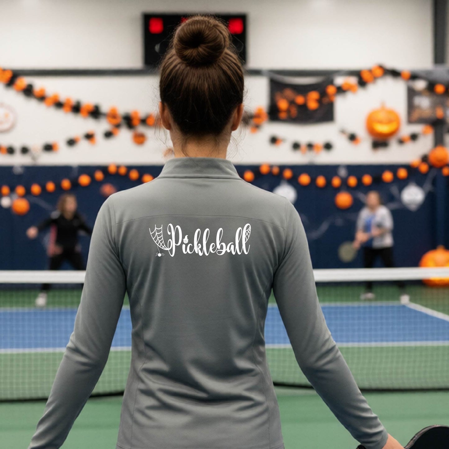 Halloween Womens Quarter-Zip Shirt Funny Spooky Season Pickleball Performance Gift Halloween Apparel