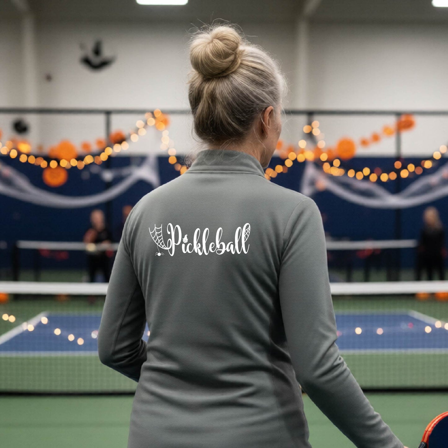 Halloween Womens Quarter-Zip Shirt Funny Spooky Season Pickleball Performance Gift Halloween Apparel