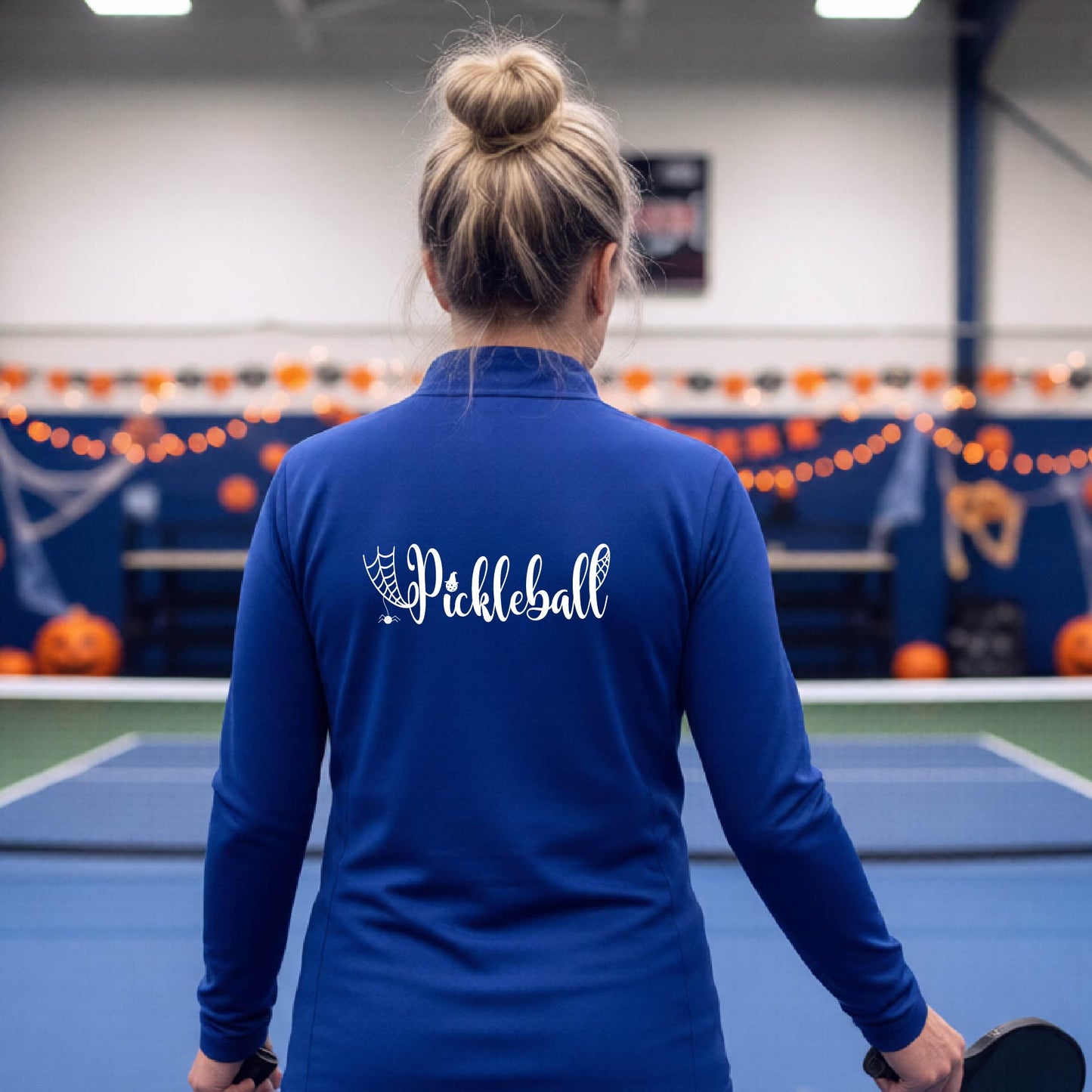 Halloween Womens Quarter-Zip Shirt Funny Spooky Season Pickleball Performance Gift Halloween Apparel