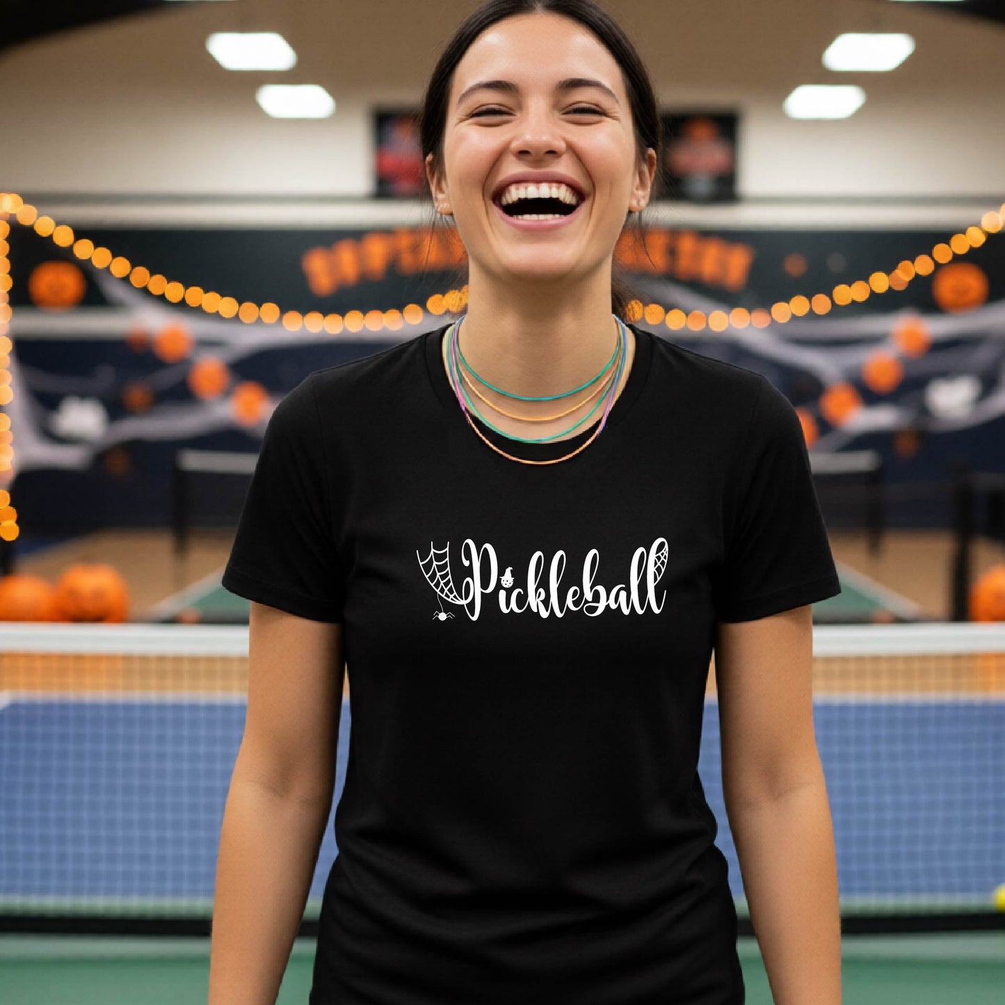 Womens Funny Halloween Pickleball Shirt Spooky Pickleball Short-Sleeve T-Shirt Moisture-Wicking Gift for Pickleball Players