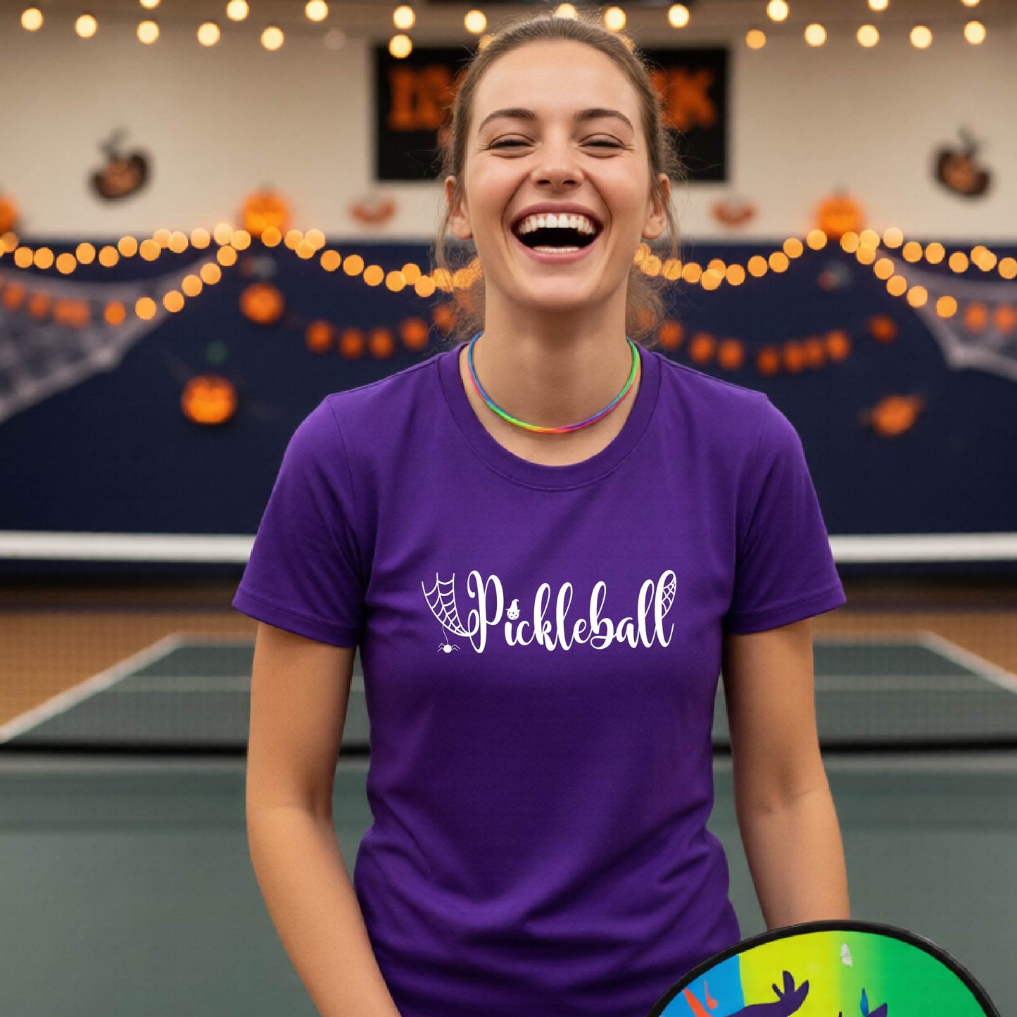 Womens Funny Halloween Pickleball Shirt Spooky Pickleball Short-Sleeve T-Shirt Moisture-Wicking Gift for Pickleball Players