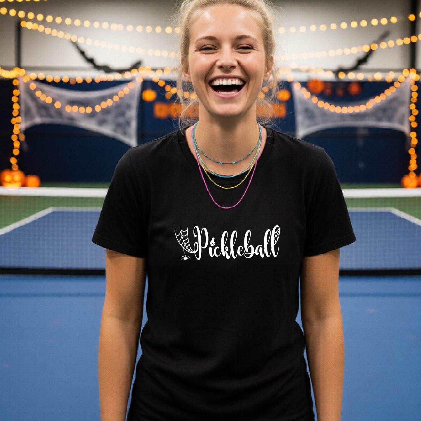 Womens Funny Halloween Pickleball Shirt Spooky Pickleball Short-Sleeve T-Shirt Moisture-Wicking Gift for Pickleball Players