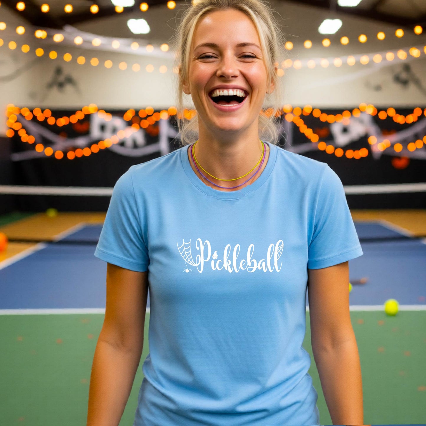 Womens Funny Halloween Pickleball Shirt Spooky Pickleball Short-Sleeve T-Shirt Moisture-Wicking Gift for Pickleball Players