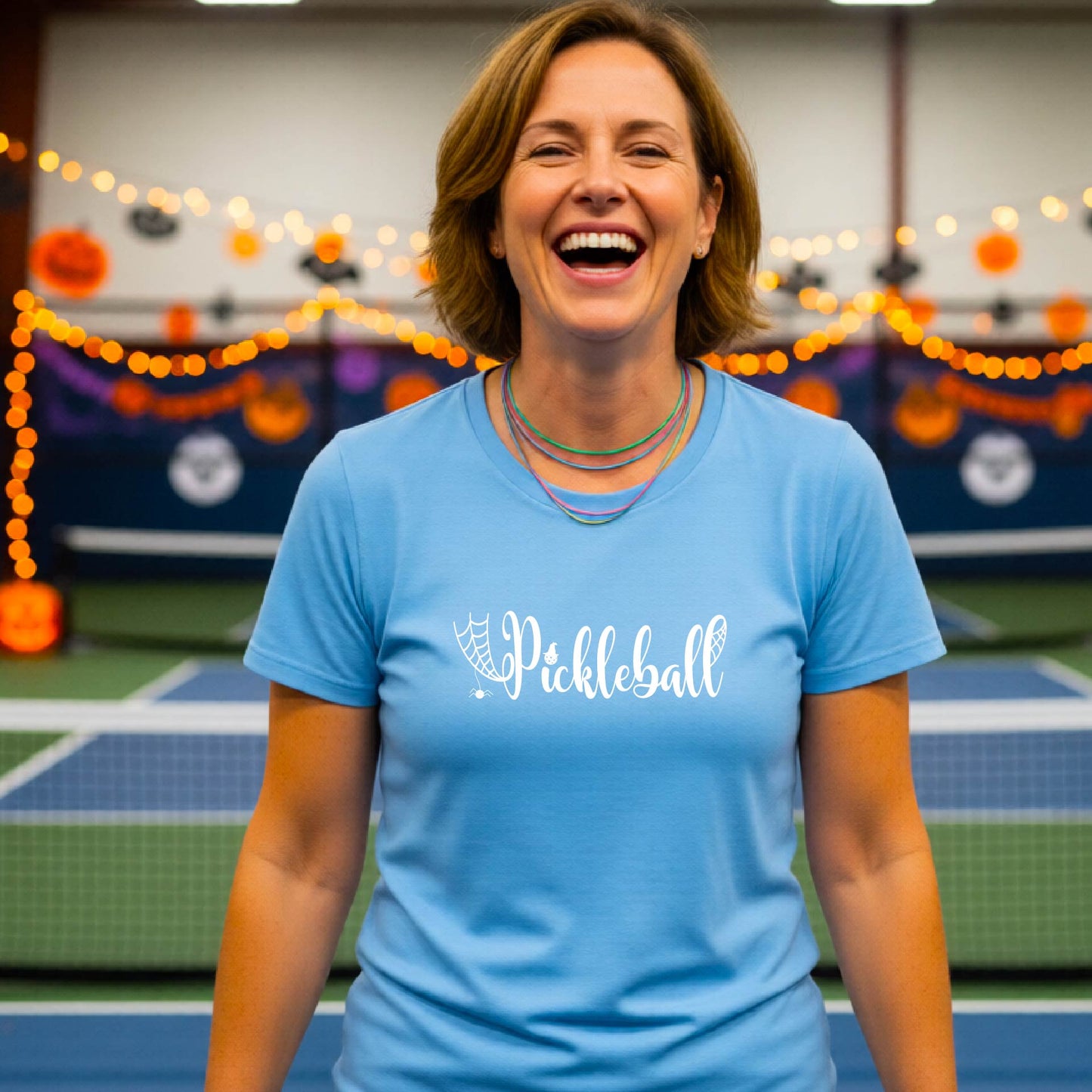 Womens Funny Halloween Pickleball Shirt Spooky Pickleball Short-Sleeve T-Shirt Moisture-Wicking Gift for Pickleball Players