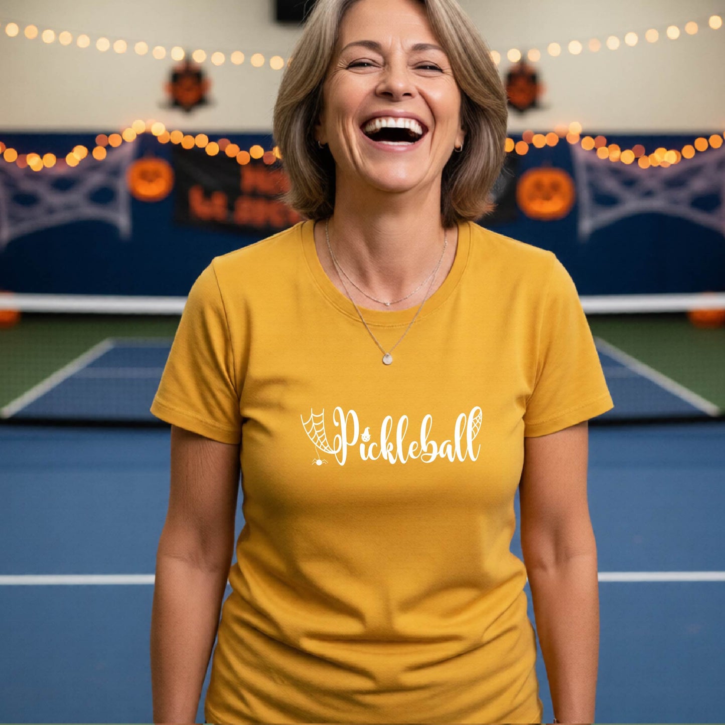 Womens Funny Halloween Pickleball Shirt Spooky Pickleball Short-Sleeve T-Shirt Moisture-Wicking Gift for Pickleball Players