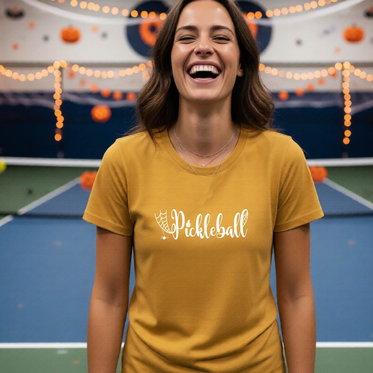 Womens Funny Halloween Pickleball Shirt Spooky Pickleball Short-Sleeve T-Shirt Moisture-Wicking Gift for Pickleball Players
