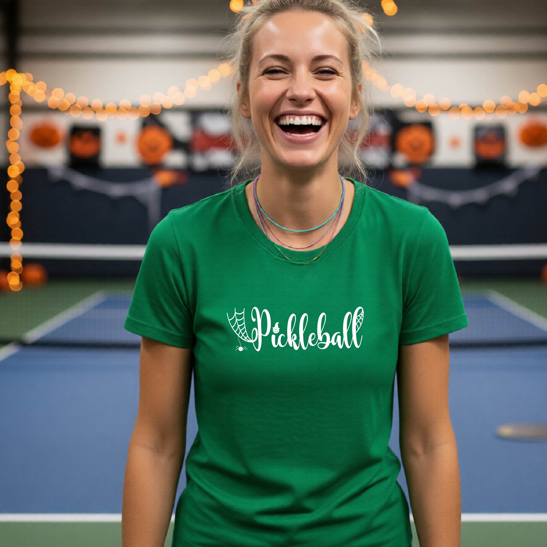 Womens Funny Halloween Pickleball Shirt Spooky Pickleball Short-Sleeve T-Shirt Moisture-Wicking Gift for Pickleball Players