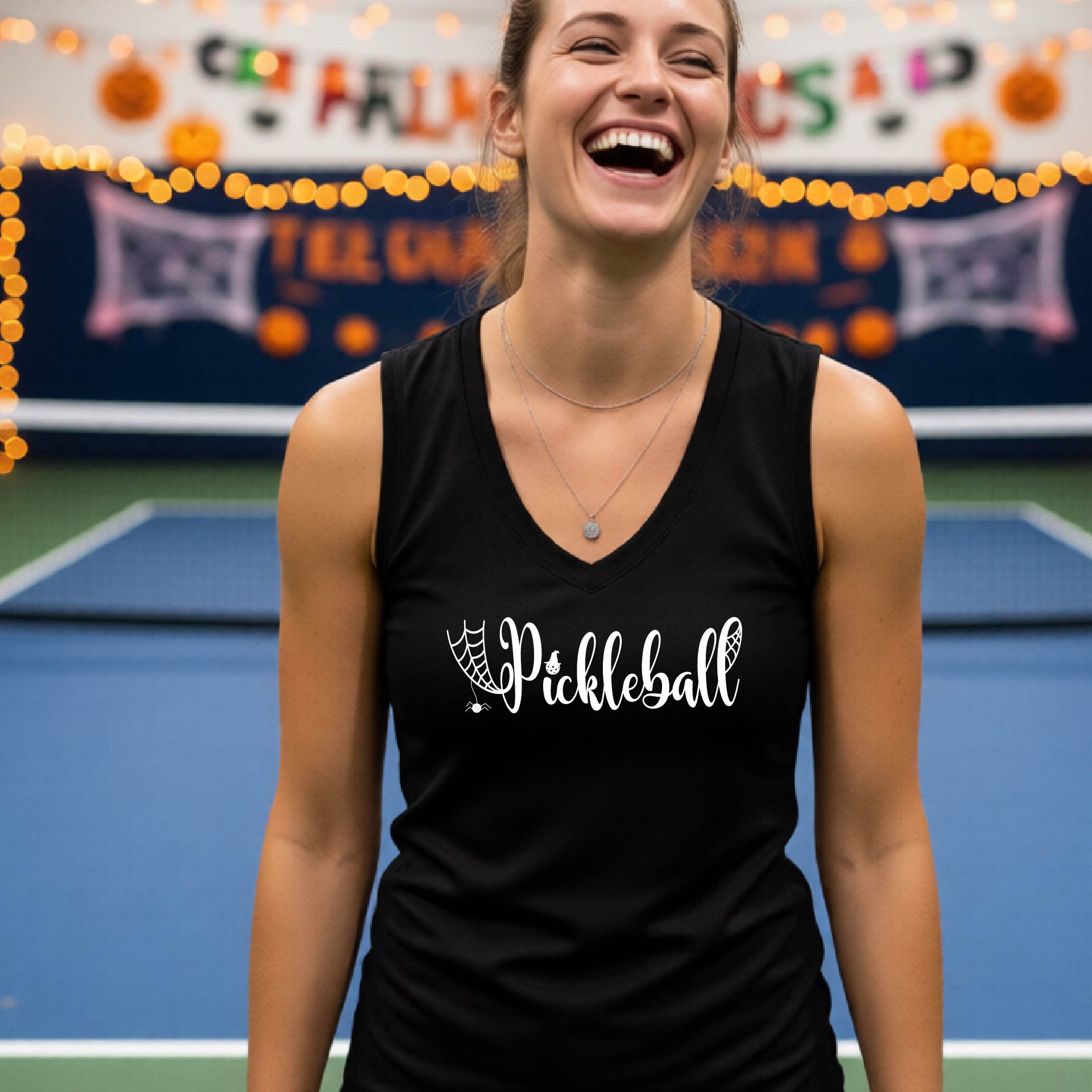 Pickleball Womens Halloween Shirt Funny Moisture-Wicking Sleeveless T-Shirt Spooky Season Pickleball Apparel Gift for Players