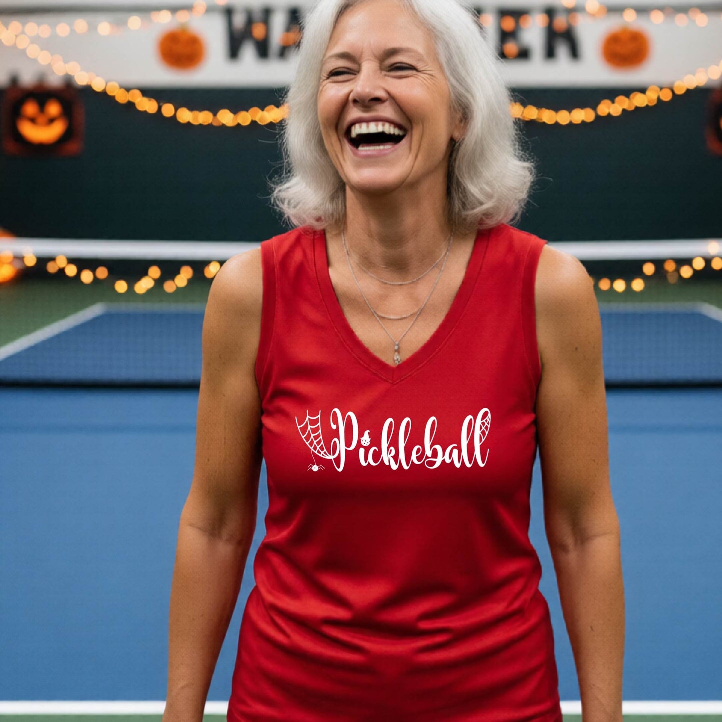 Pickleball Womens Halloween Shirt Funny Moisture-Wicking Sleeveless T-Shirt Spooky Season Pickleball Apparel Gift for Players