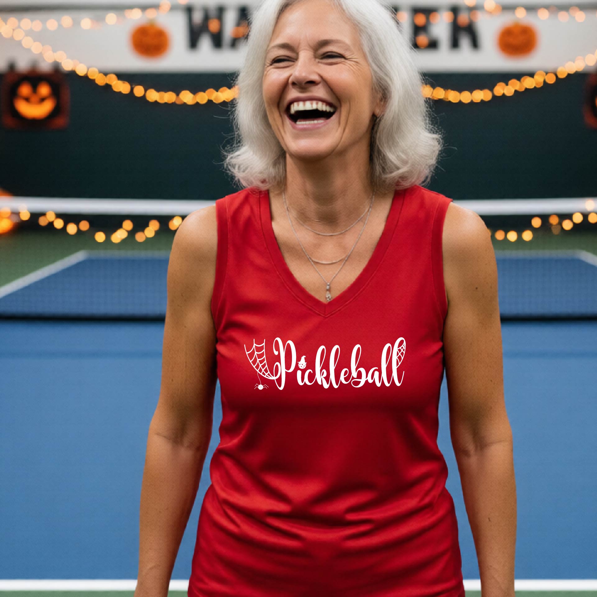 Pickleball Womens Halloween Shirt Funny Moisture-Wicking Sleeveless T-Shirt Spooky Season Pickleball Apparel Gift for Players
