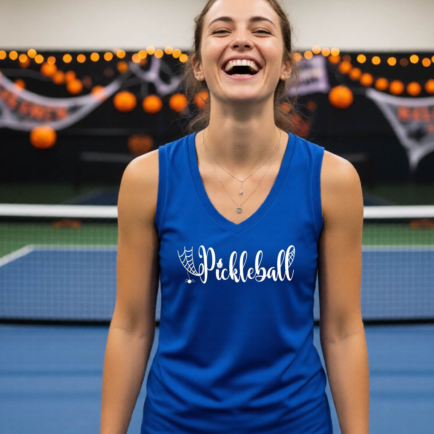 Pickleball Womens Halloween Shirt Funny Moisture-Wicking Sleeveless T-Shirt Spooky Season Pickleball Apparel Gift for Players