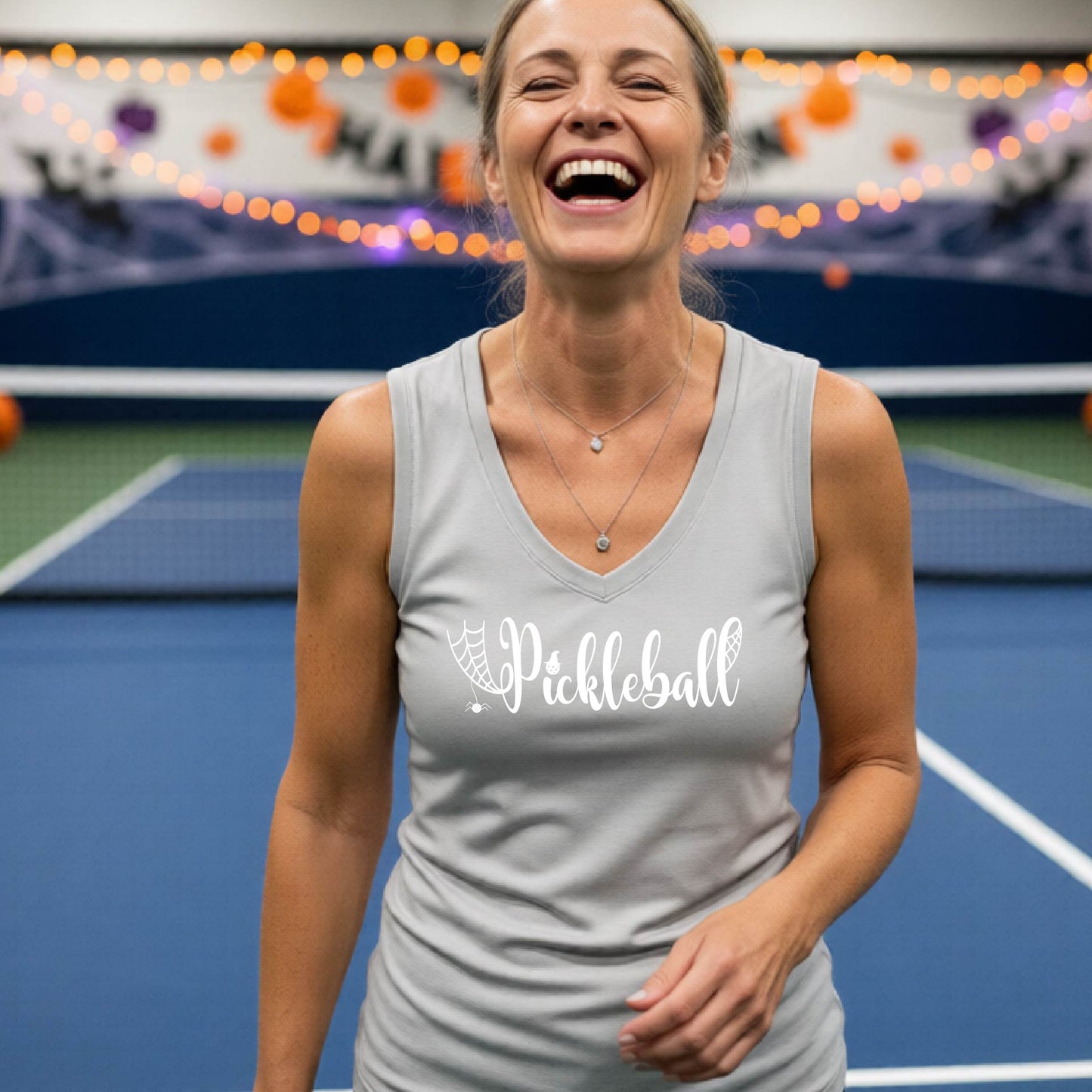 Pickleball Womens Halloween Shirt Funny Moisture-Wicking Sleeveless T-Shirt Spooky Season Pickleball Apparel Gift for Players
