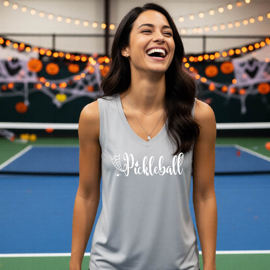 Pickleball Womens Halloween Shirt Funny Moisture-Wicking Sleeveless T-Shirt Spooky Season Pickleball Apparel Gift for Players