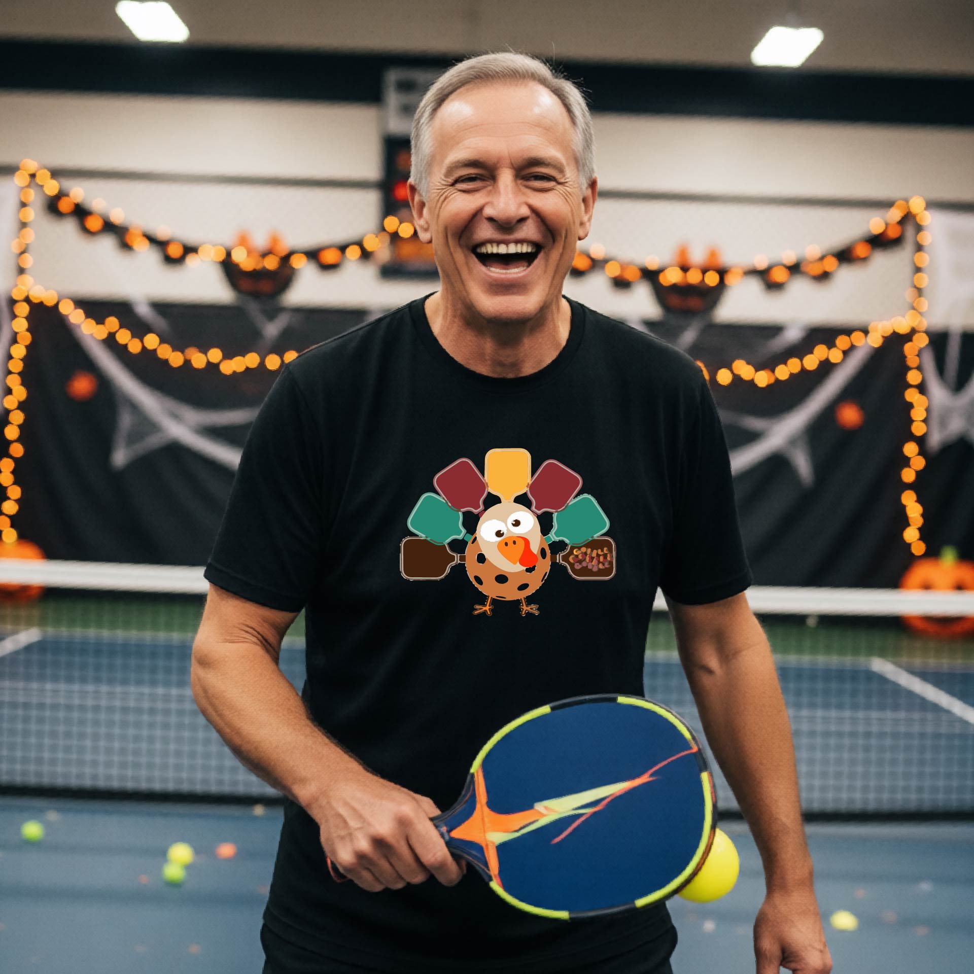 Mens Funny Thanksgiving Pickleball Shirt Holiday Pickleball T-Shirt Moisture-Wicking Gift Short-Sleeve