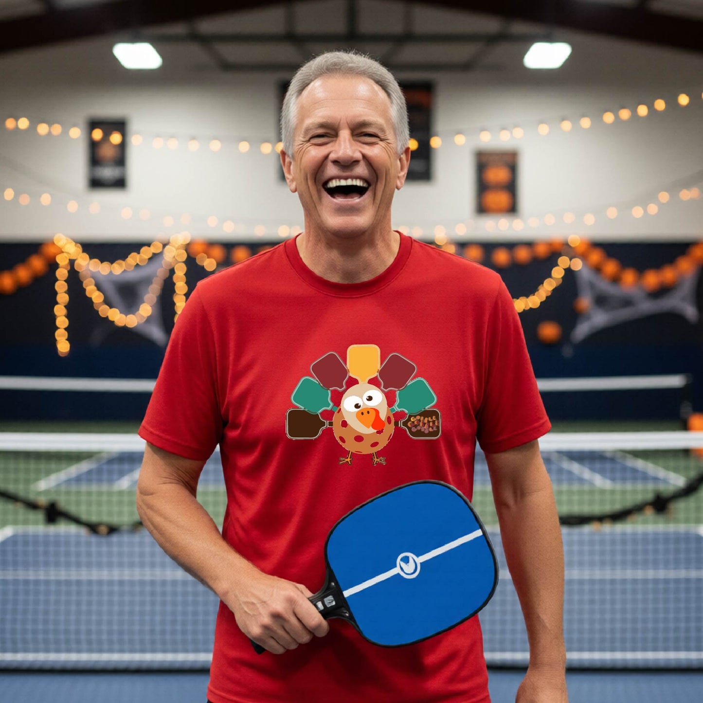 Mens Funny Thanksgiving Pickleball Shirt Holiday Pickleball T-Shirt Moisture-Wicking Gift Short-Sleeve
