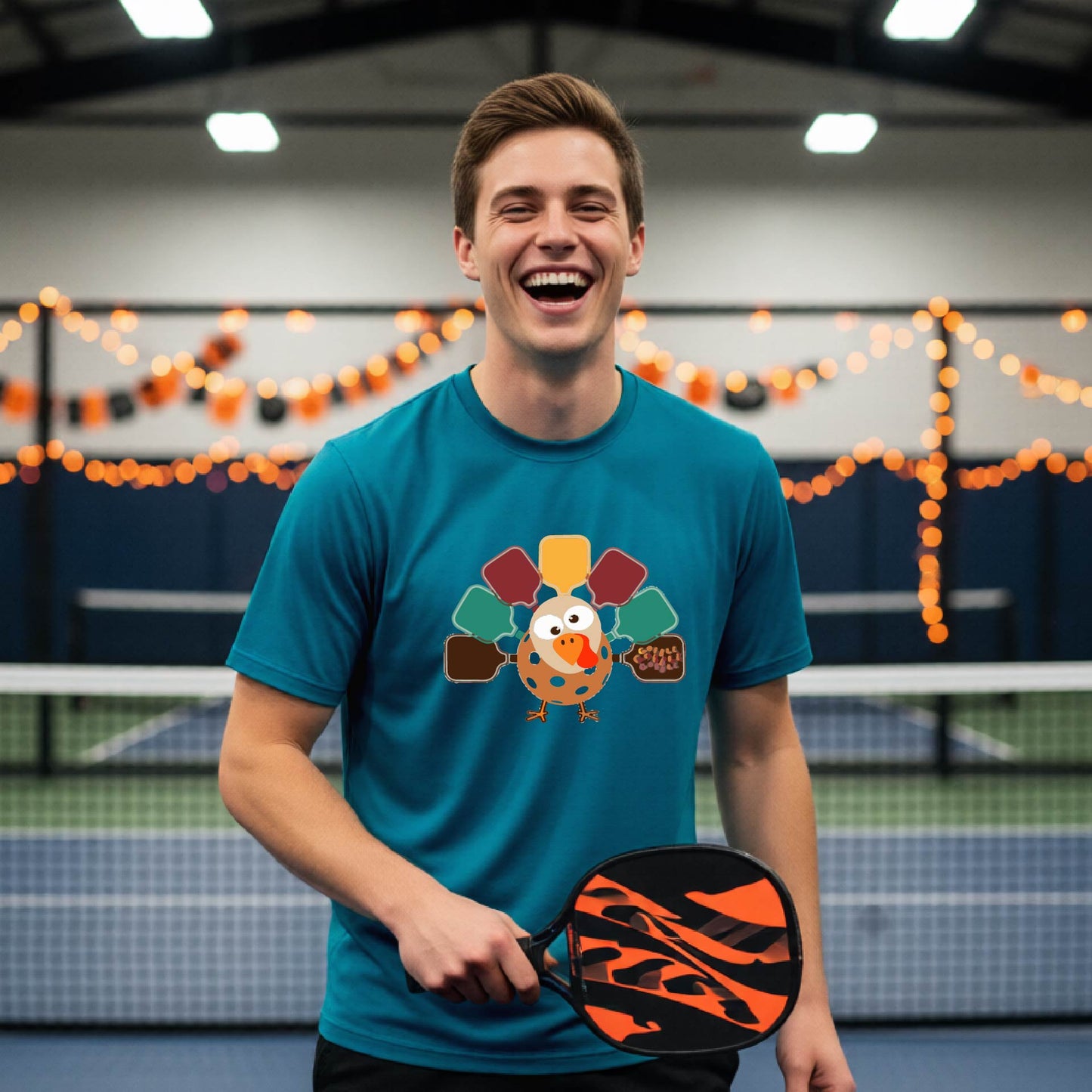 Mens Funny Thanksgiving Pickleball Shirt Holiday Pickleball T-Shirt Moisture-Wicking Gift Short-Sleeve