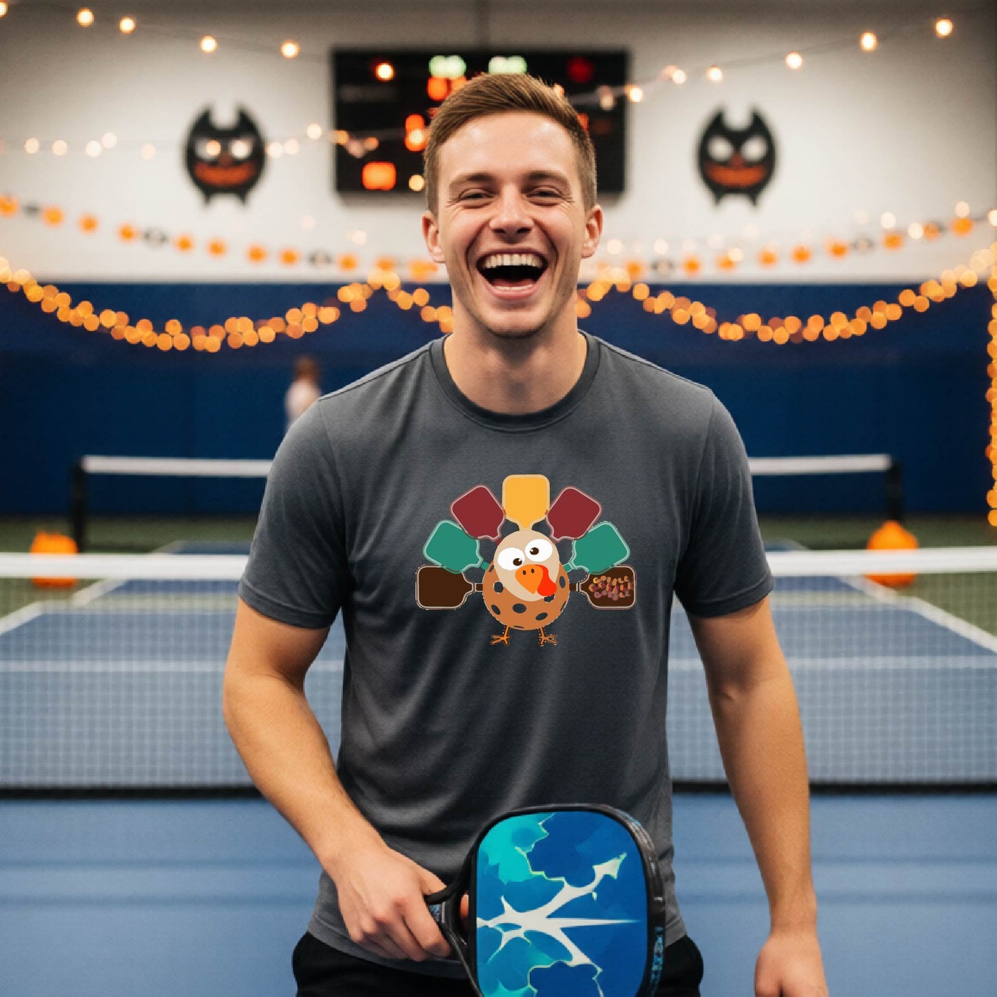 Mens Funny Thanksgiving Pickleball Shirt Holiday Pickleball T-Shirt Moisture-Wicking Gift Short-Sleeve
