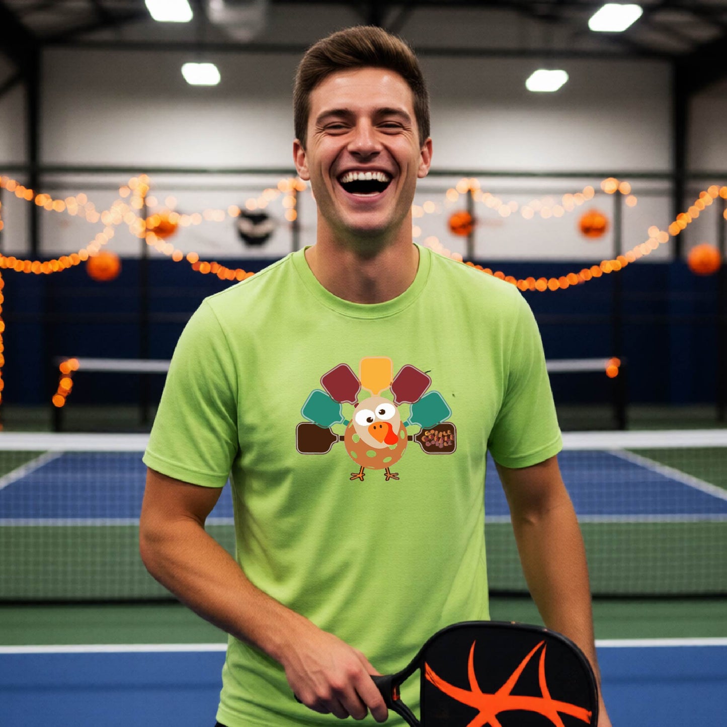 Mens Funny Thanksgiving Pickleball Shirt Holiday Pickleball T-Shirt Moisture-Wicking Gift Short-Sleeve