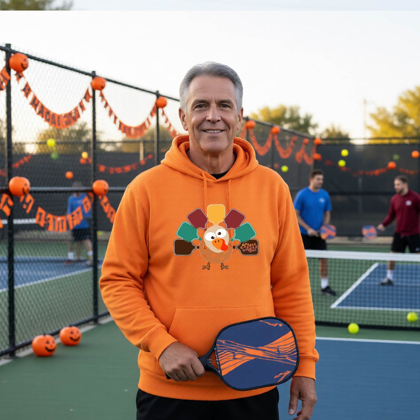 Thanksgiving Unisex Pickleball Hoodie Funny Spooky Season Sweatshirt Pickleball Pullover Apparel