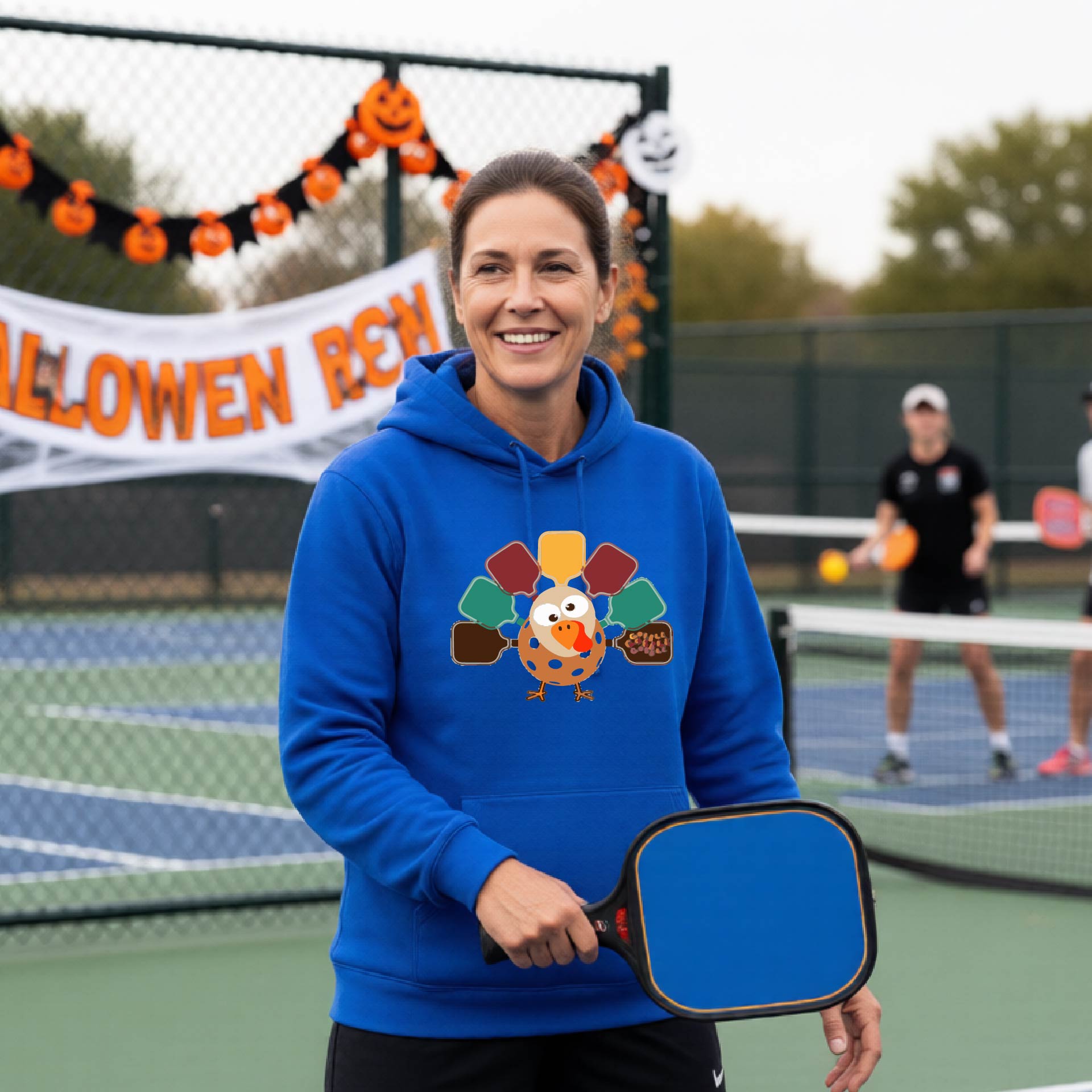 Thanksgiving Unisex Pickleball Hoodie Funny Spooky Season Sweatshirt Pickleball Pullover Apparel