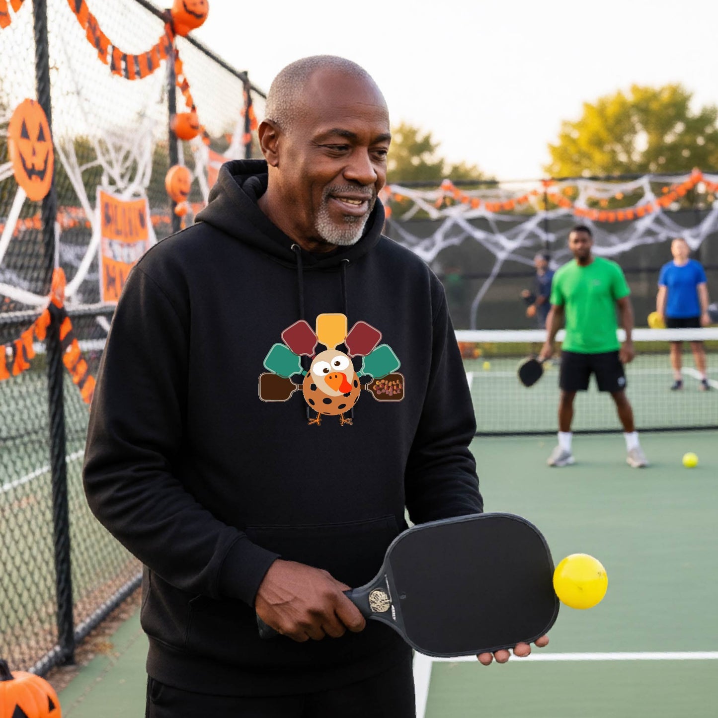 Thanksgiving Unisex Pickleball Hoodie Funny Spooky Season Sweatshirt Pickleball Pullover Apparel