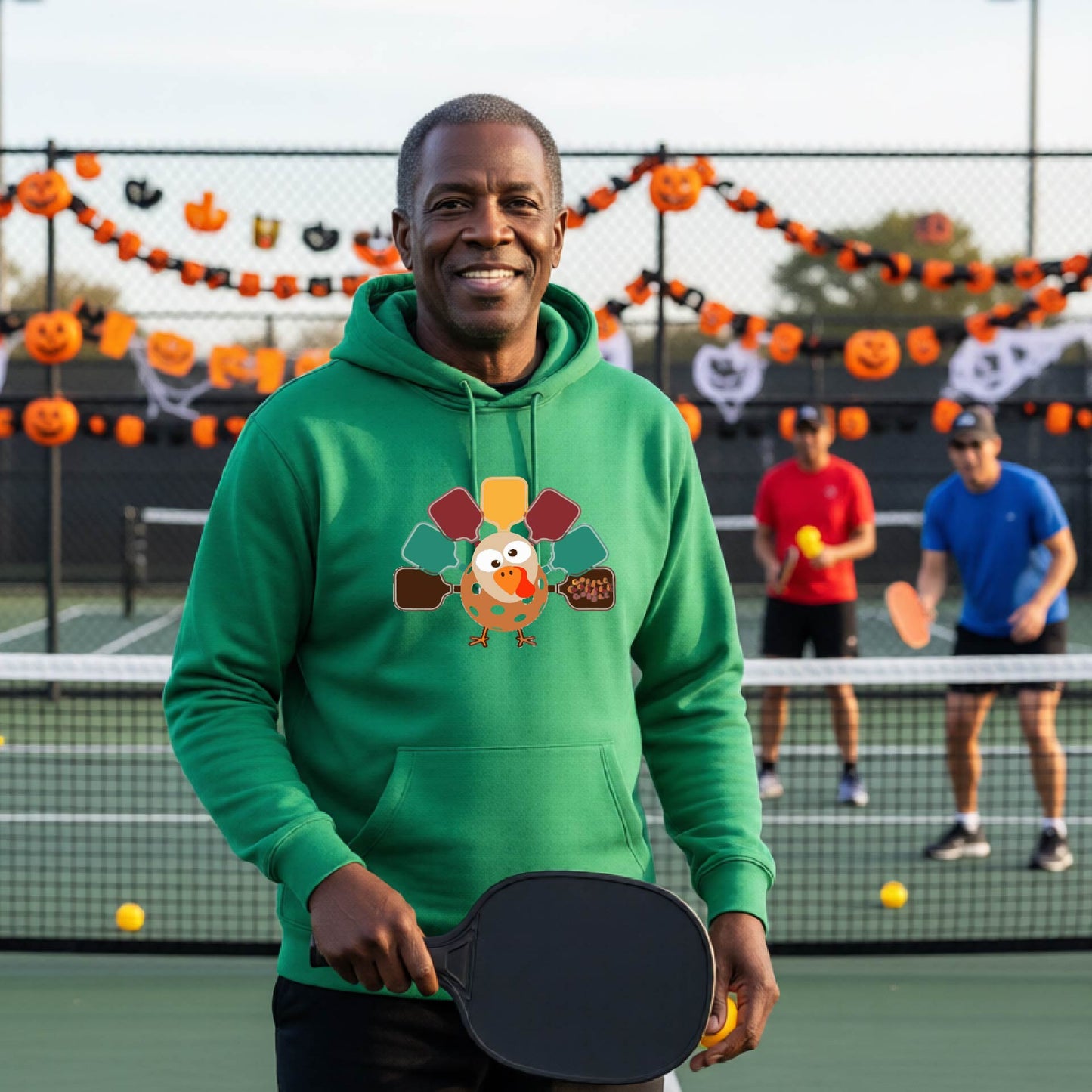 Thanksgiving Unisex Pickleball Hoodie Funny Spooky Season Sweatshirt Pickleball Pullover Apparel