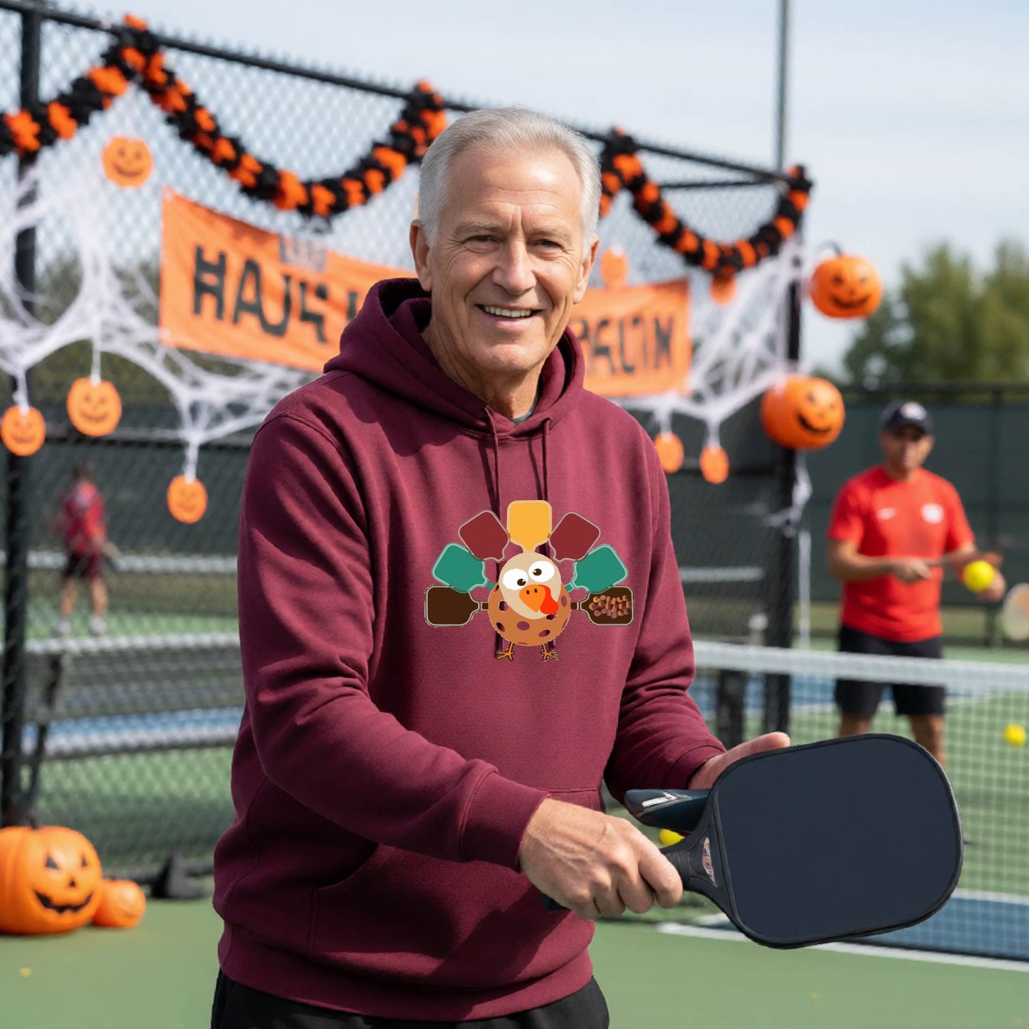 Thanksgiving Unisex Pickleball Hoodie Funny Spooky Season Sweatshirt Pickleball Pullover Apparel
