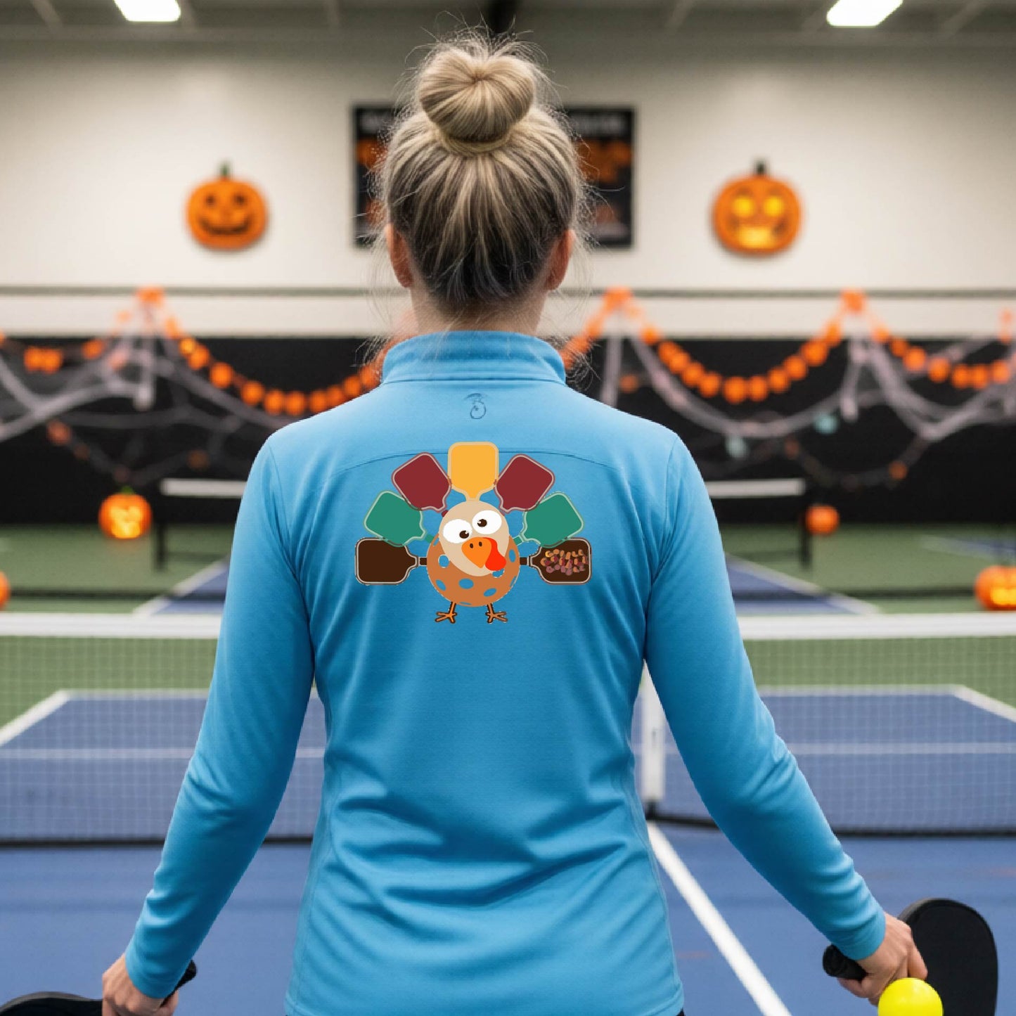 Halloween Womens Quarter-Zip Shirt Funny Thanksgiving Season Pickleball Performance Gift Apparel