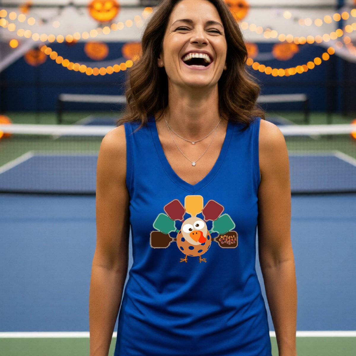 Pickleball Womens Thanksgiving Shirt,Funny Halloween T-Shirt Spooky Season Pickleball Apparel Gift Sleeveless