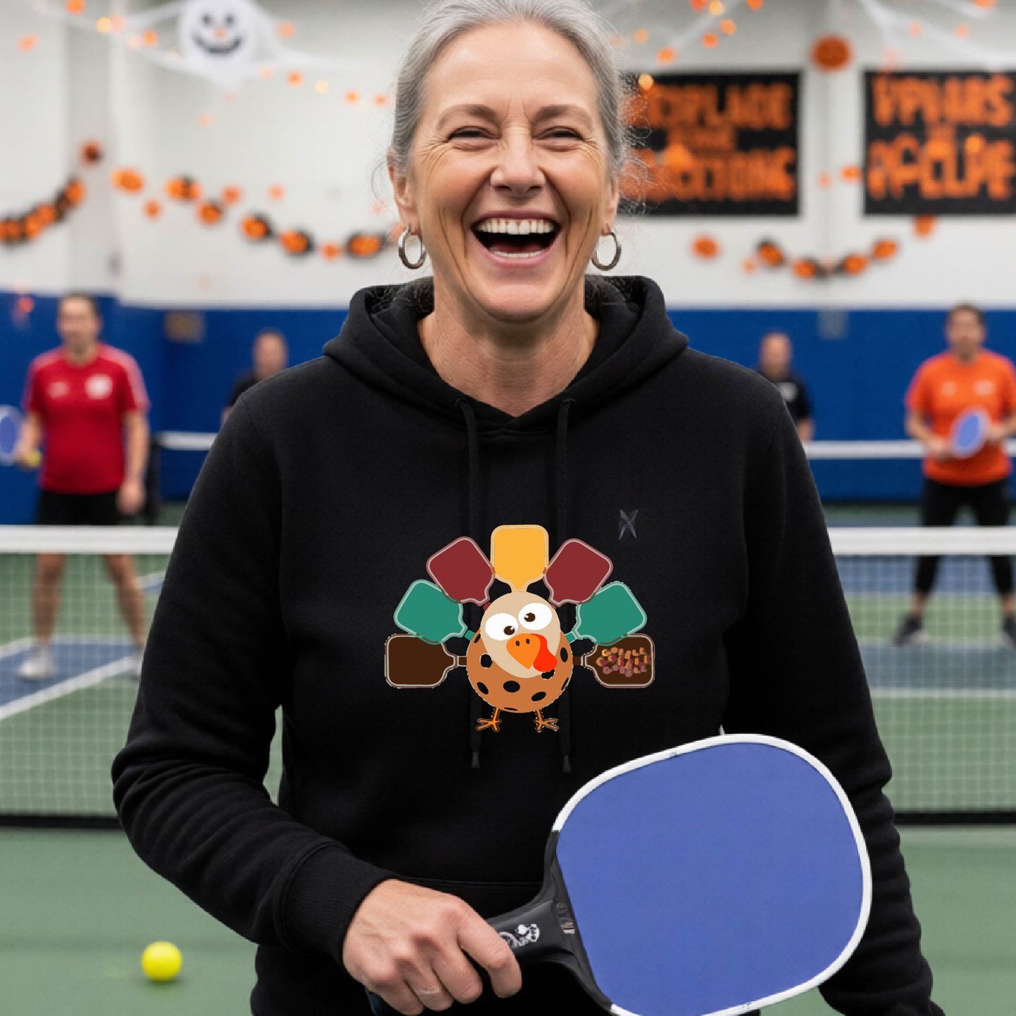 Women's Thanksgiving Holiday Pickleball Hoodie Spooky Season Sweatshirt Pickleball Clothing Pullover
